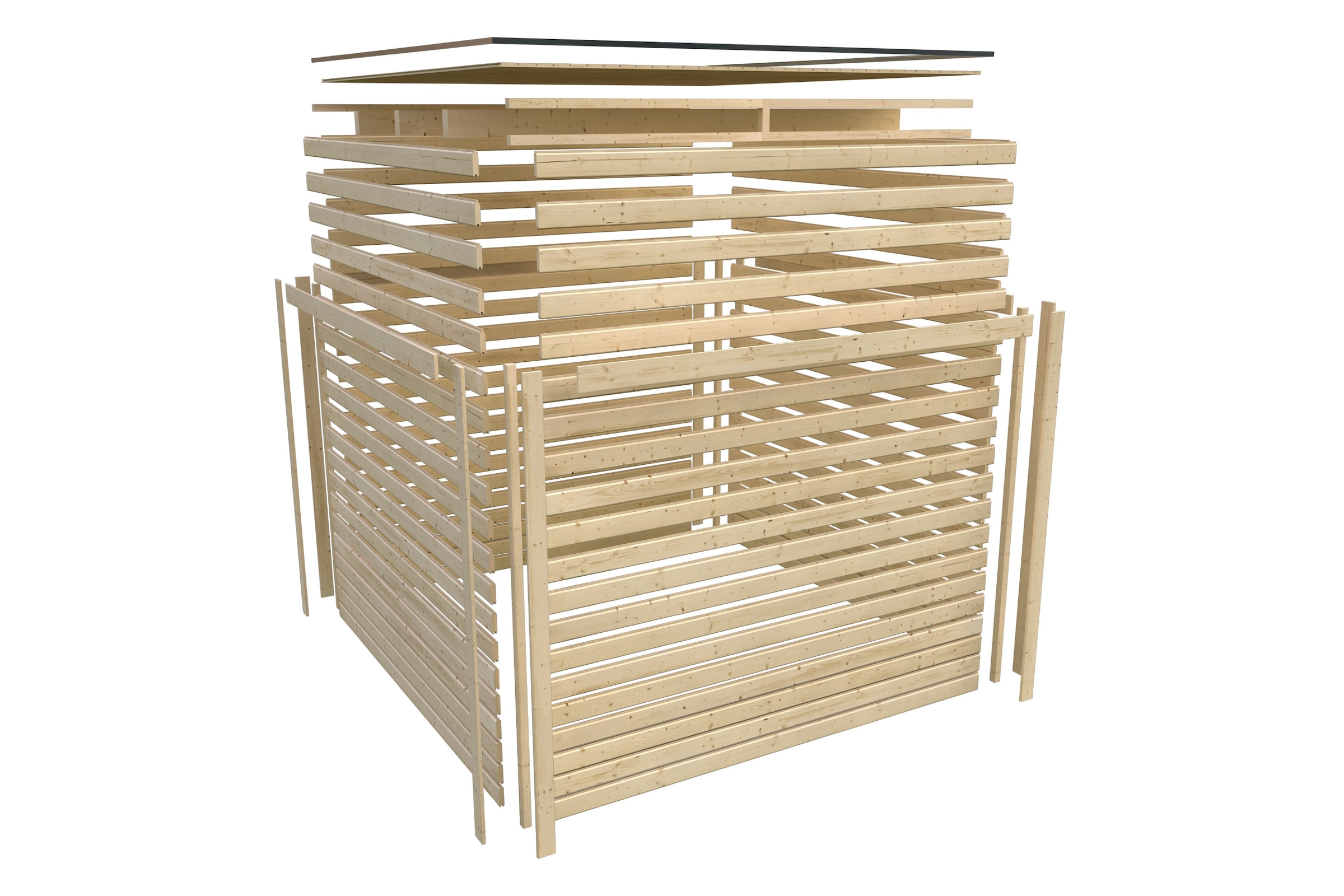 Karibu Saunahaus »"Adrian 1" anthrazit-graualuminium« Wände aus nordischer Fichte, Stahlecken und Stahl-Dachabschluss