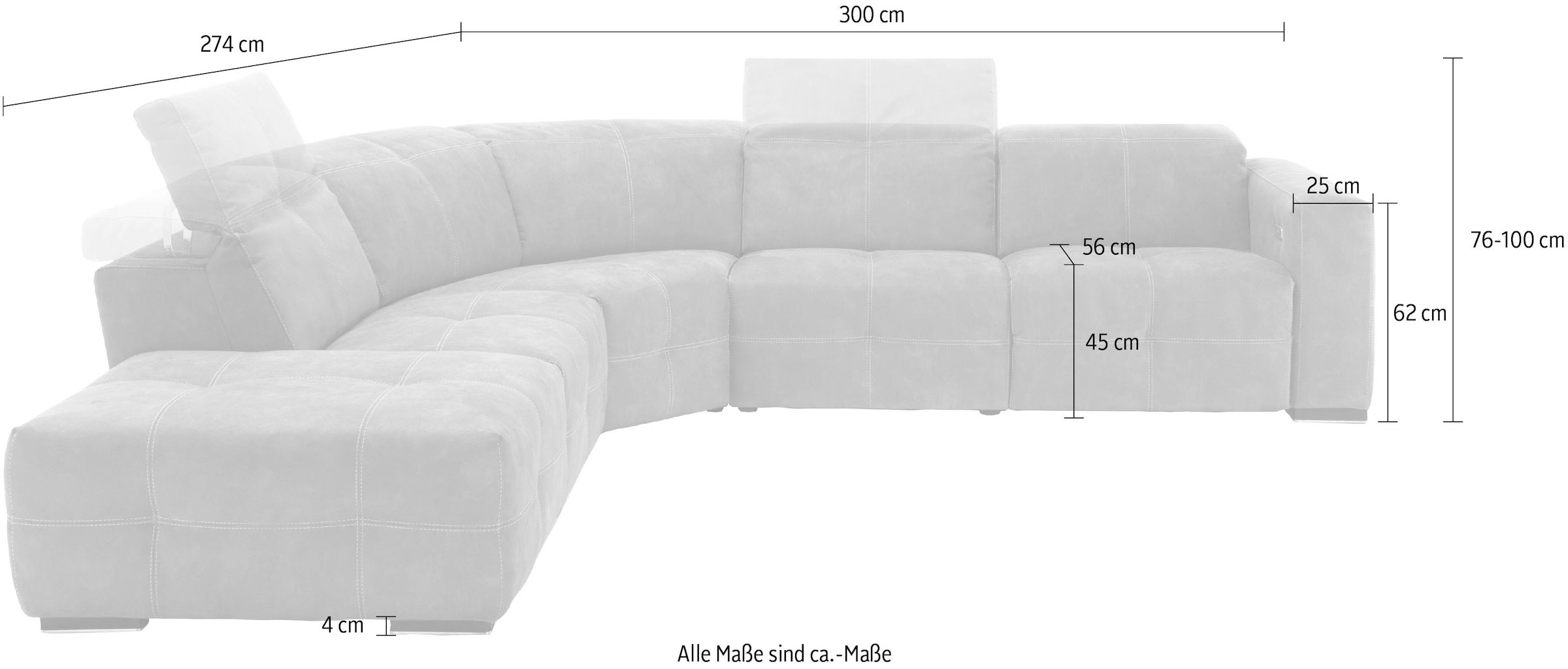 Egoitaliano Ecksofa »Sauvanne, Designsofa der Extraklasse, elegant und bequem« wahlweise mit elektrischer Relaxfunktion, Kopfteilverstellung