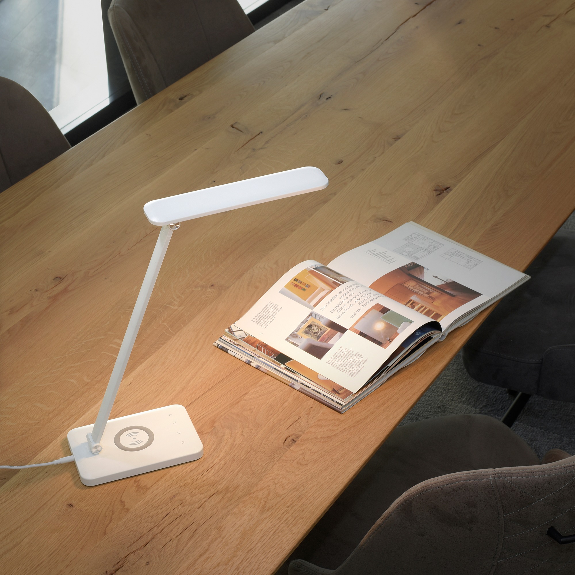 JUST LIGHT LED Tischleuchte »FLORENTINA«, 1 flammig, Leuchtmittel LED-Board | LED fest integriert, Touchdimmer, CCT, Ladefunktion für Handy über USB oder per Induktion