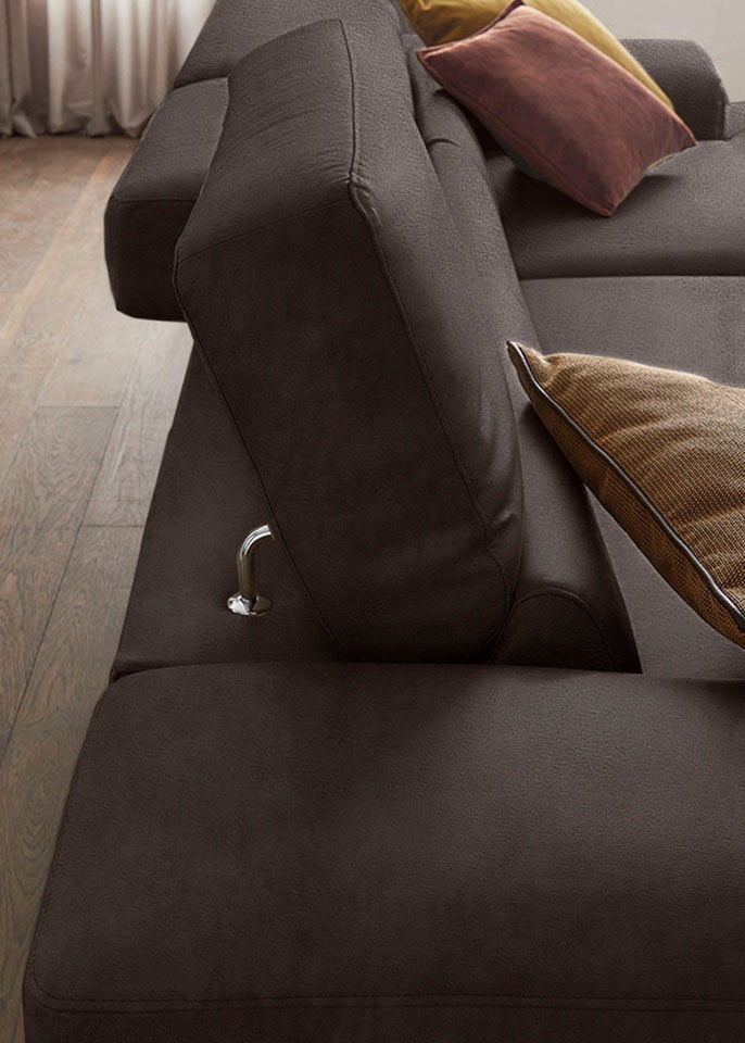 W.SCHILLIG Ecksofa »piedroo, Designsofa mit tollem Sitzkomfort, bequem und elegant, L-Form«, Kopfteilverstellung, wahlweise mit Sitztiefenverstellung, Breite 343cm