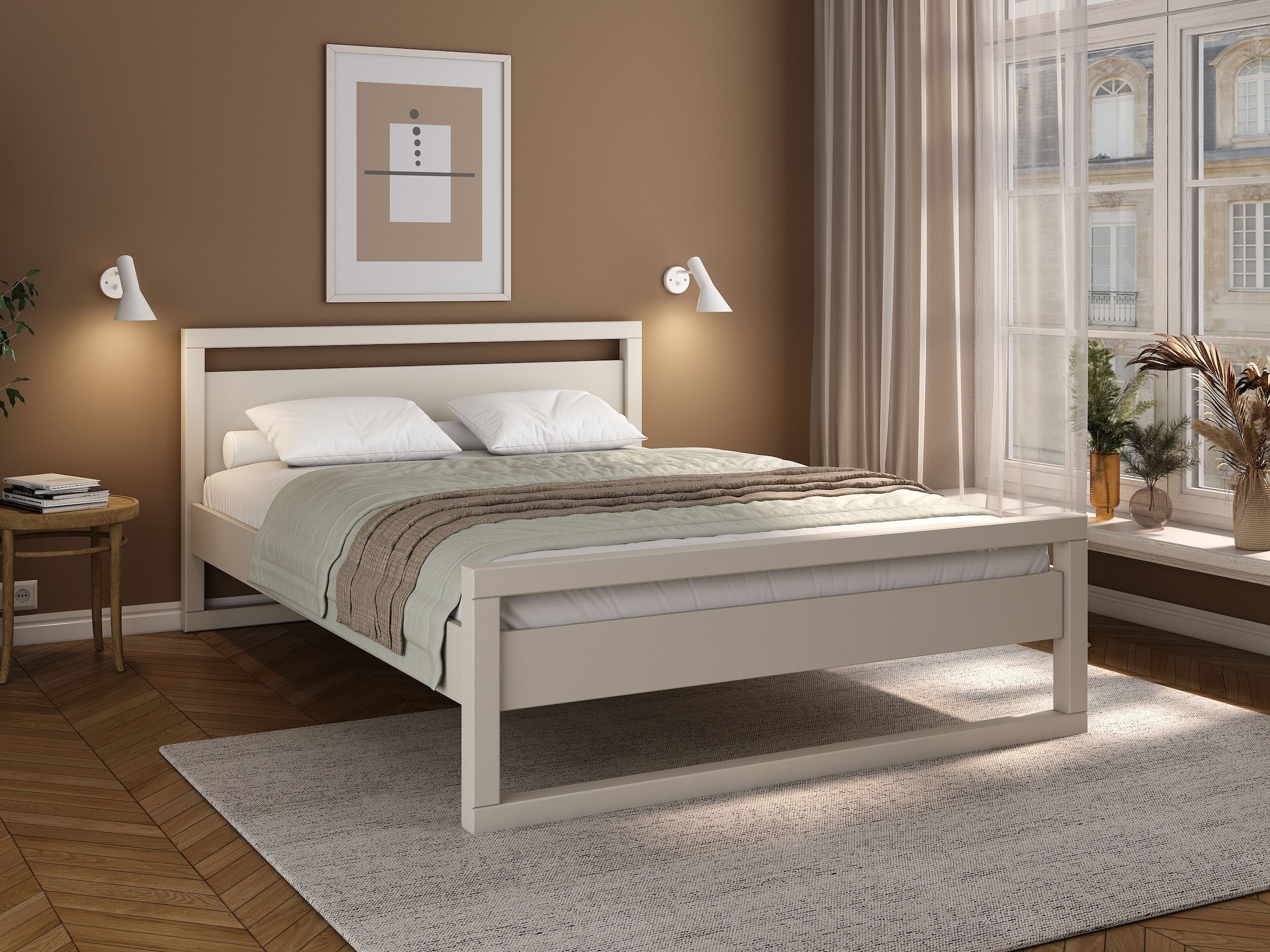 OTTO home Massivholzbett »Wellow , Kaschmir-Beige-Beige, Kiefer, inklusive Lattenrost« nordisch-modern, bis 180 kg belastbar, FSC® & Made in Europe