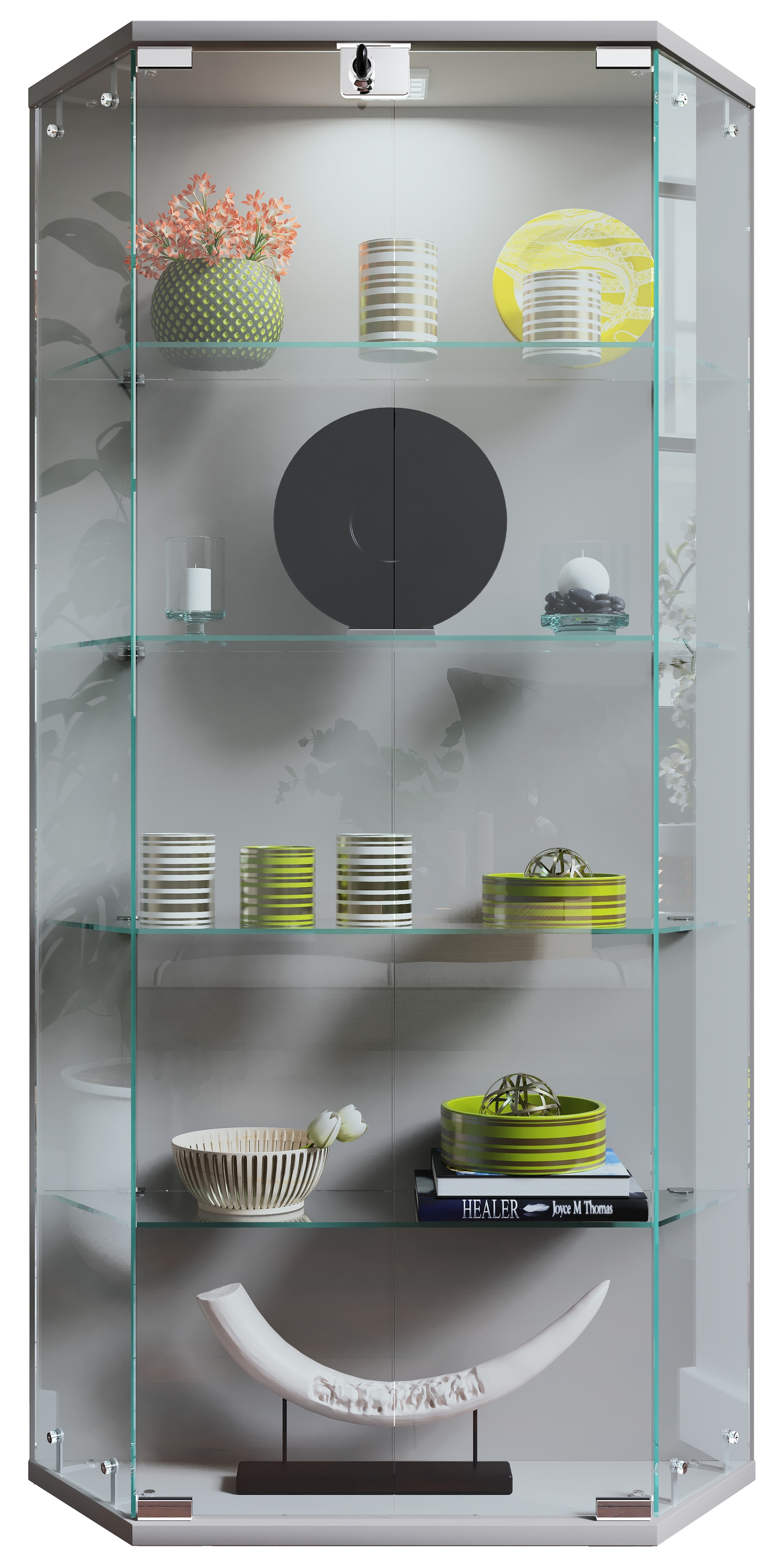VCM Wandregal "Wandvitrine Hängevitrine Glasvitrine Benila L" 1 Stk. tlg.
