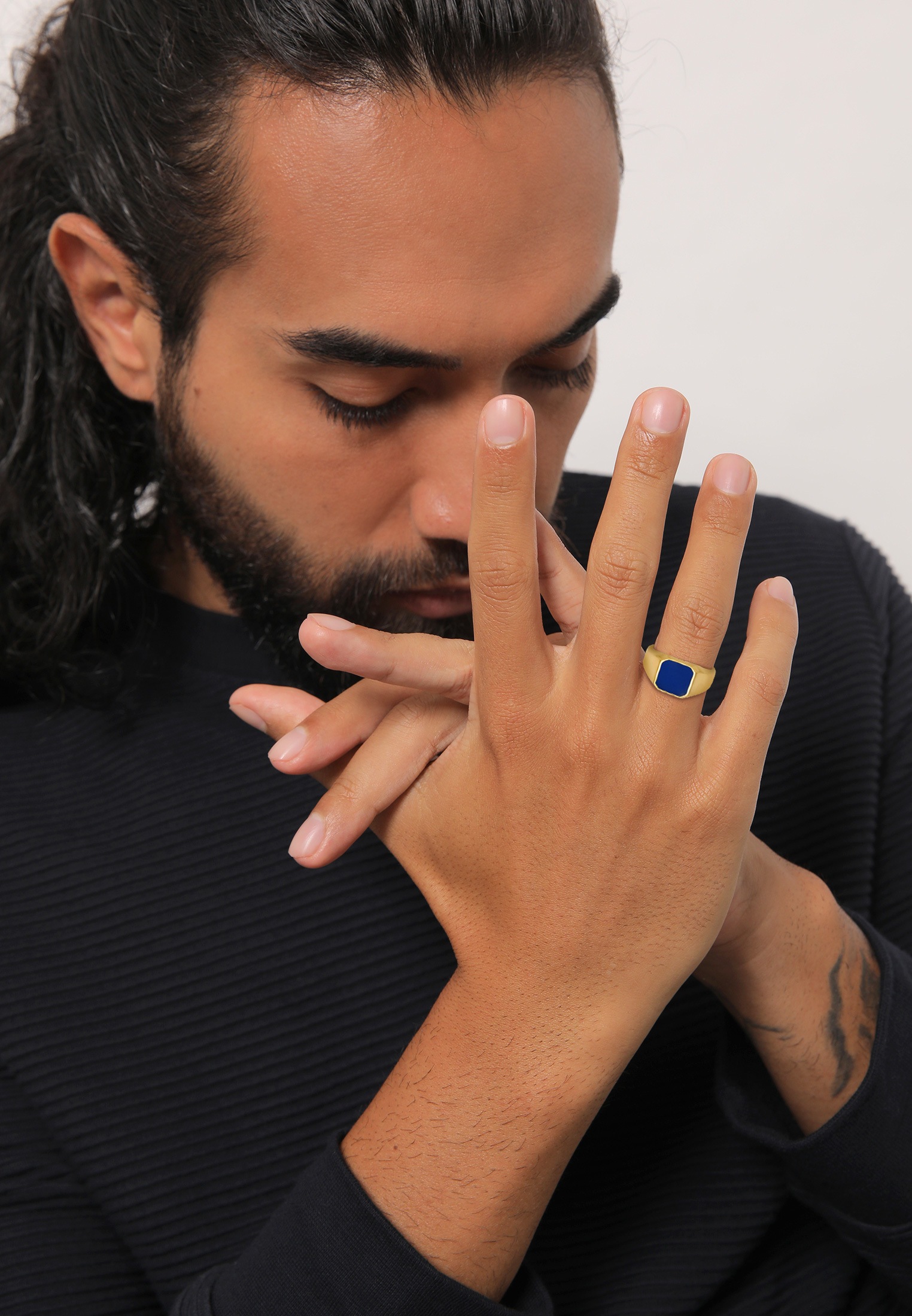 Kuzzoi Siegelring »Ring Herren Siegelring Emaille Blau Basic 925 Silber«
