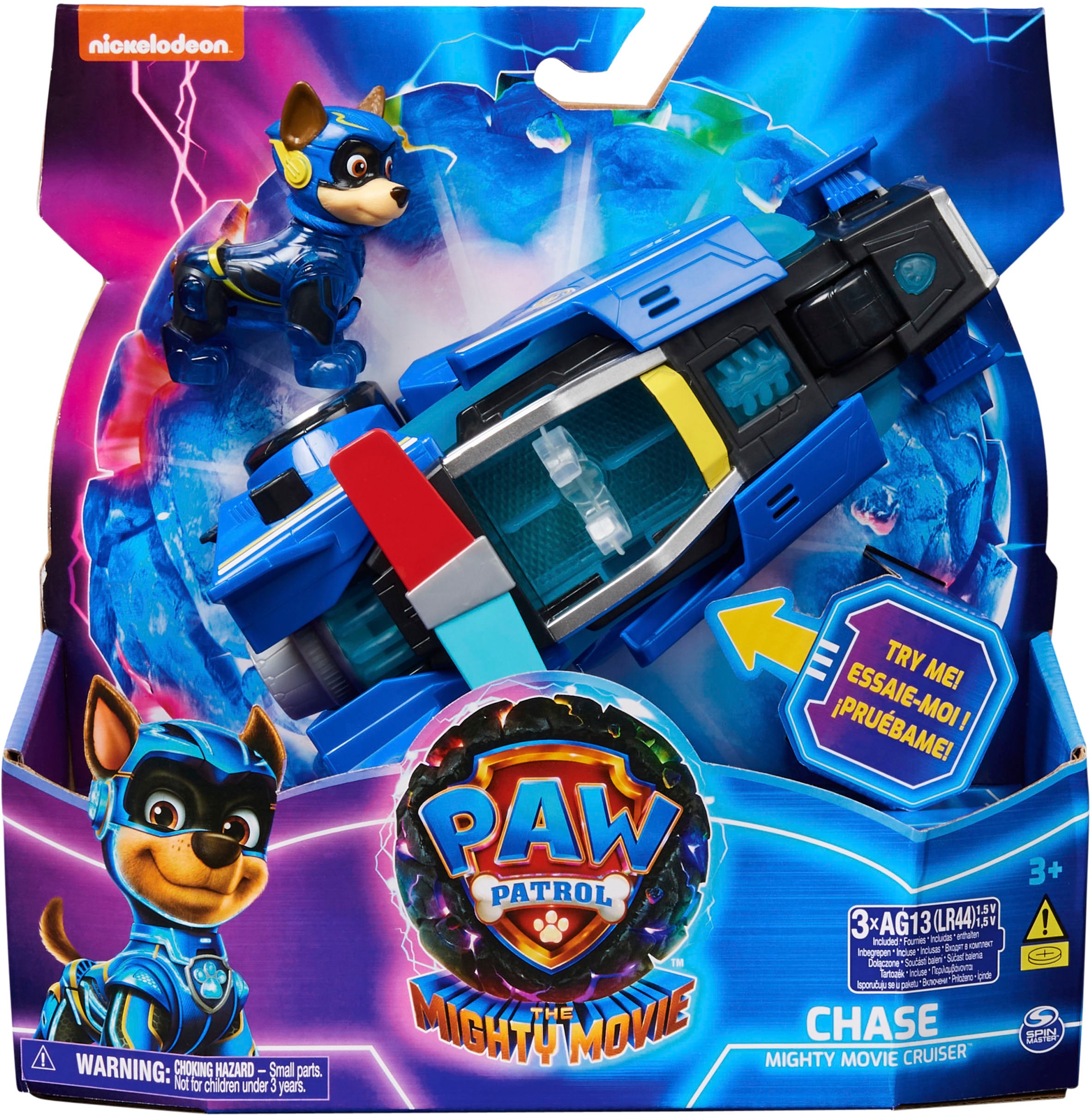 Spin Master Spielzeug-Auto »Paw Patrol - Movie II - Basic Themed Vehicles Chase«, Polizeiauto mit Welpenfigur, Licht- und Soundeffekt