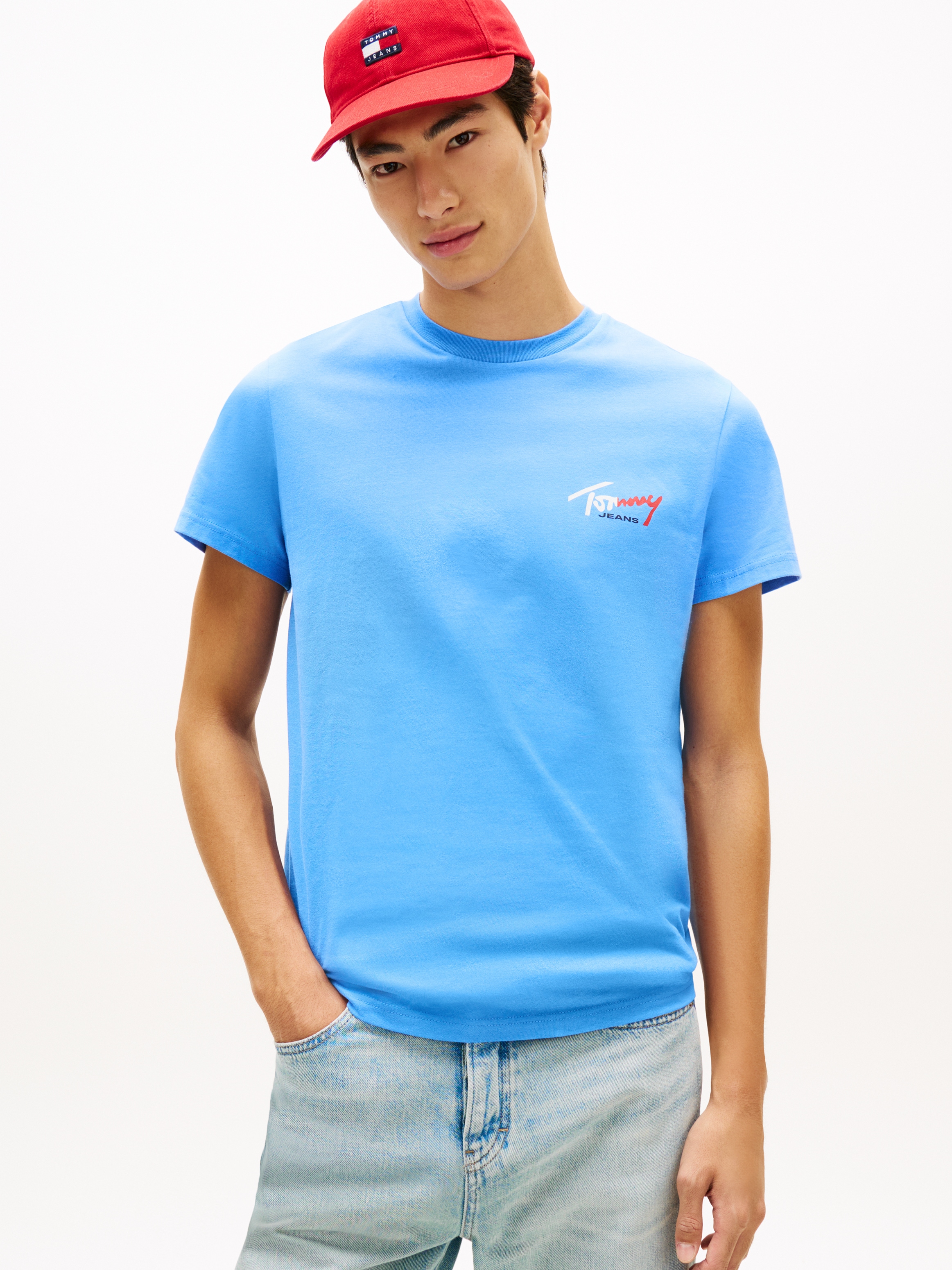 Tommy Jeans T-Shirt »TJM SLIM FIT SIGN CHEST« mit Markenprint