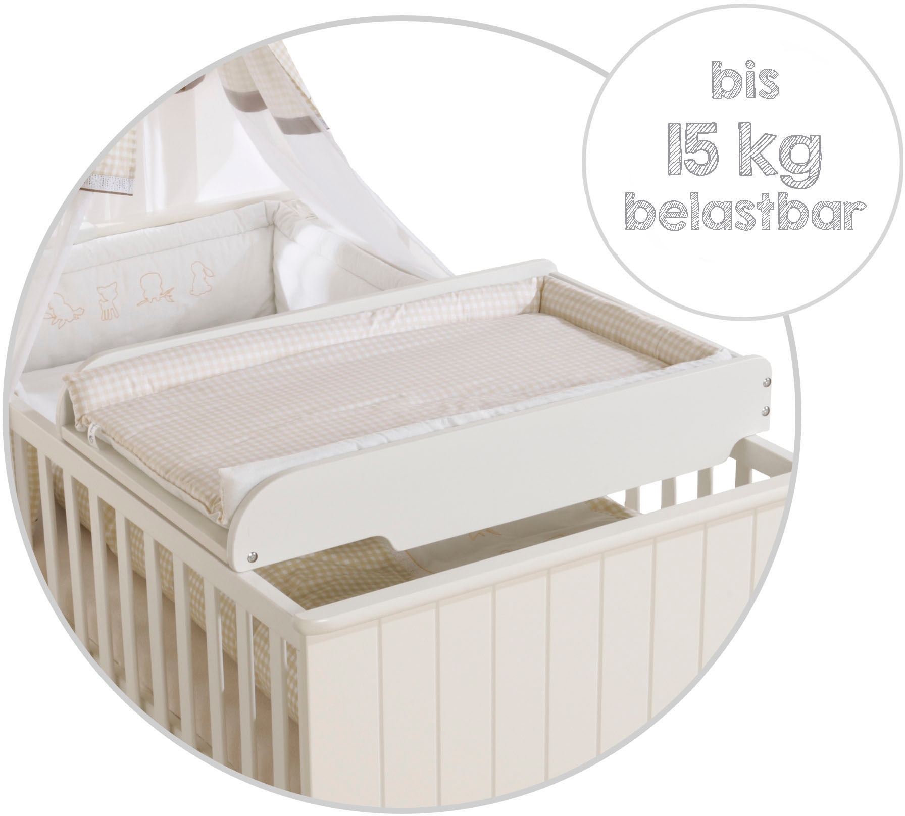 roba® Wickelplatte »Vichy, beige«