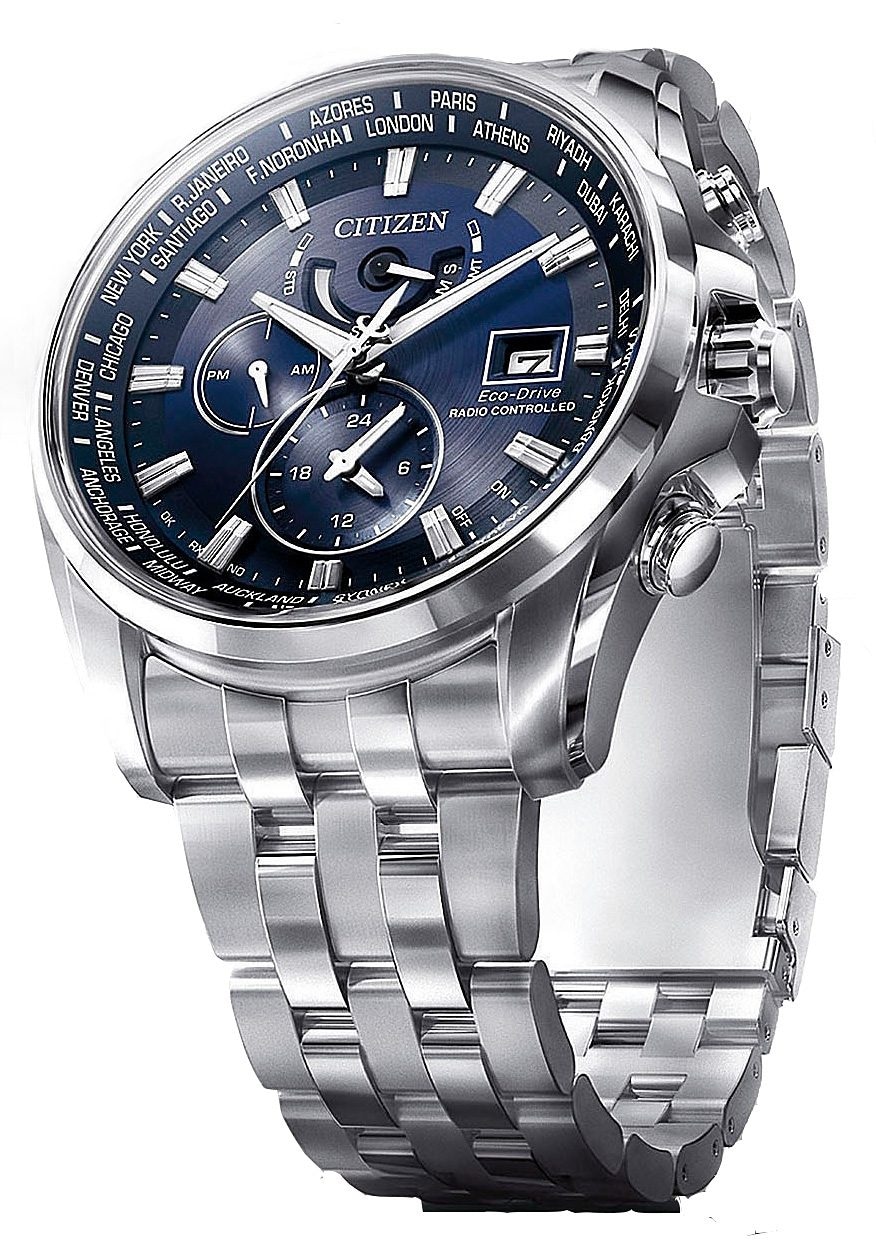 Citizen Funk-Multifunktionsuhr, Armbanduhr, Herrenuhr, Solar, bis 20 bar wasserdicht, Edelstahlarmband