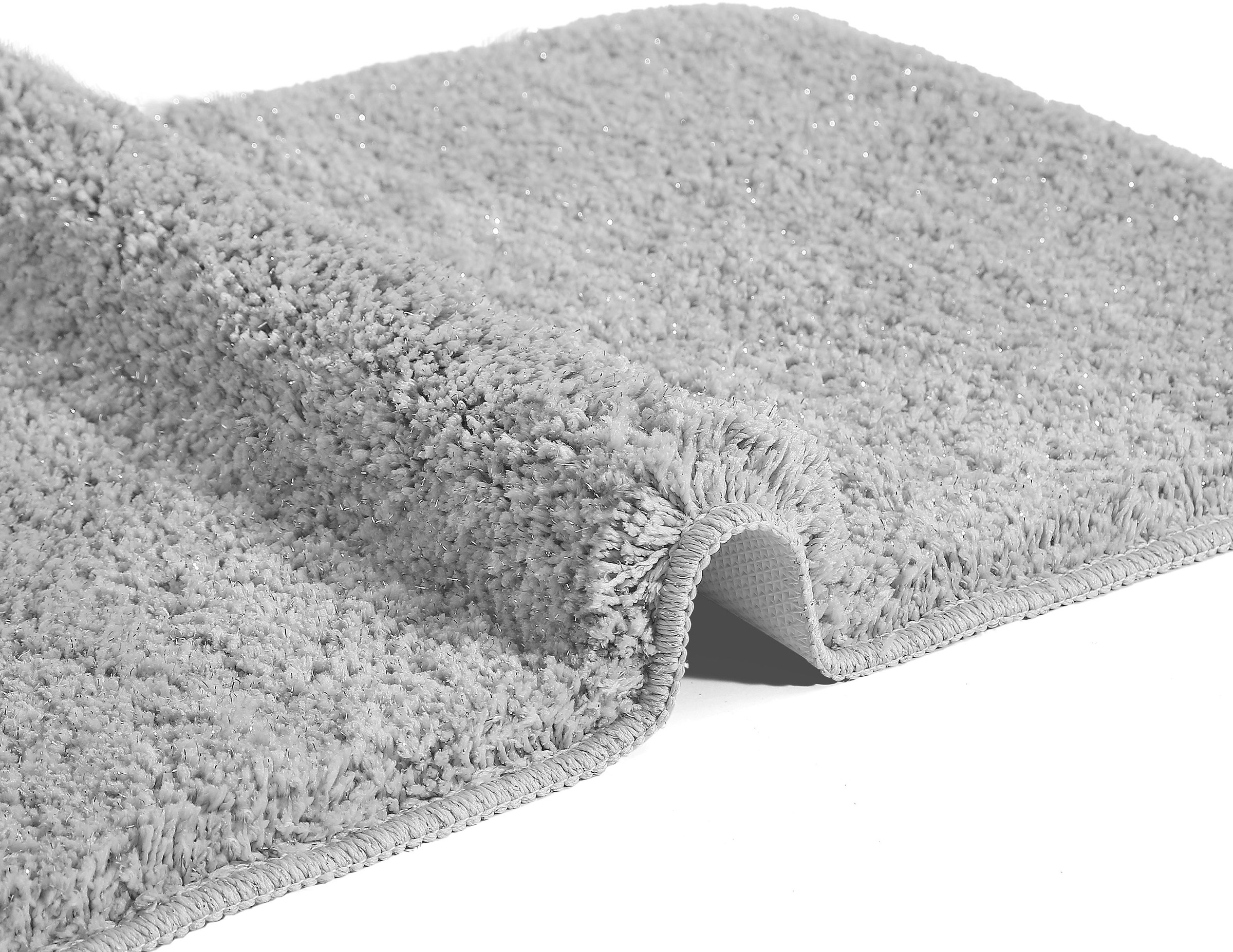 my home Badematte »Glitzer, Badvorleger, Badezimmer Teppich«, rutschhemmend beschichtet, fußbodenheizungsgeeignet-schnell trocknend-strapazierfähig, Badteppich, Akzente durch Glitzer-Garn