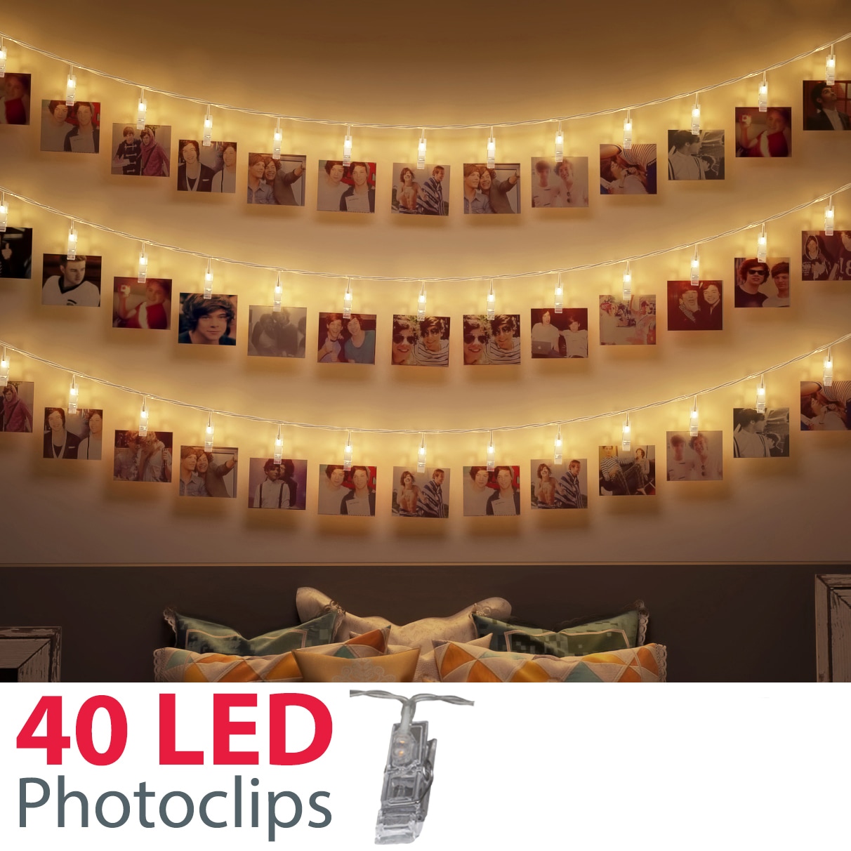 B.K.Licht LED-Lichterkette »Rana«, 5m LED Fotolichterkette Stimmungsbeleuchtung mit 40 Photo-Clips