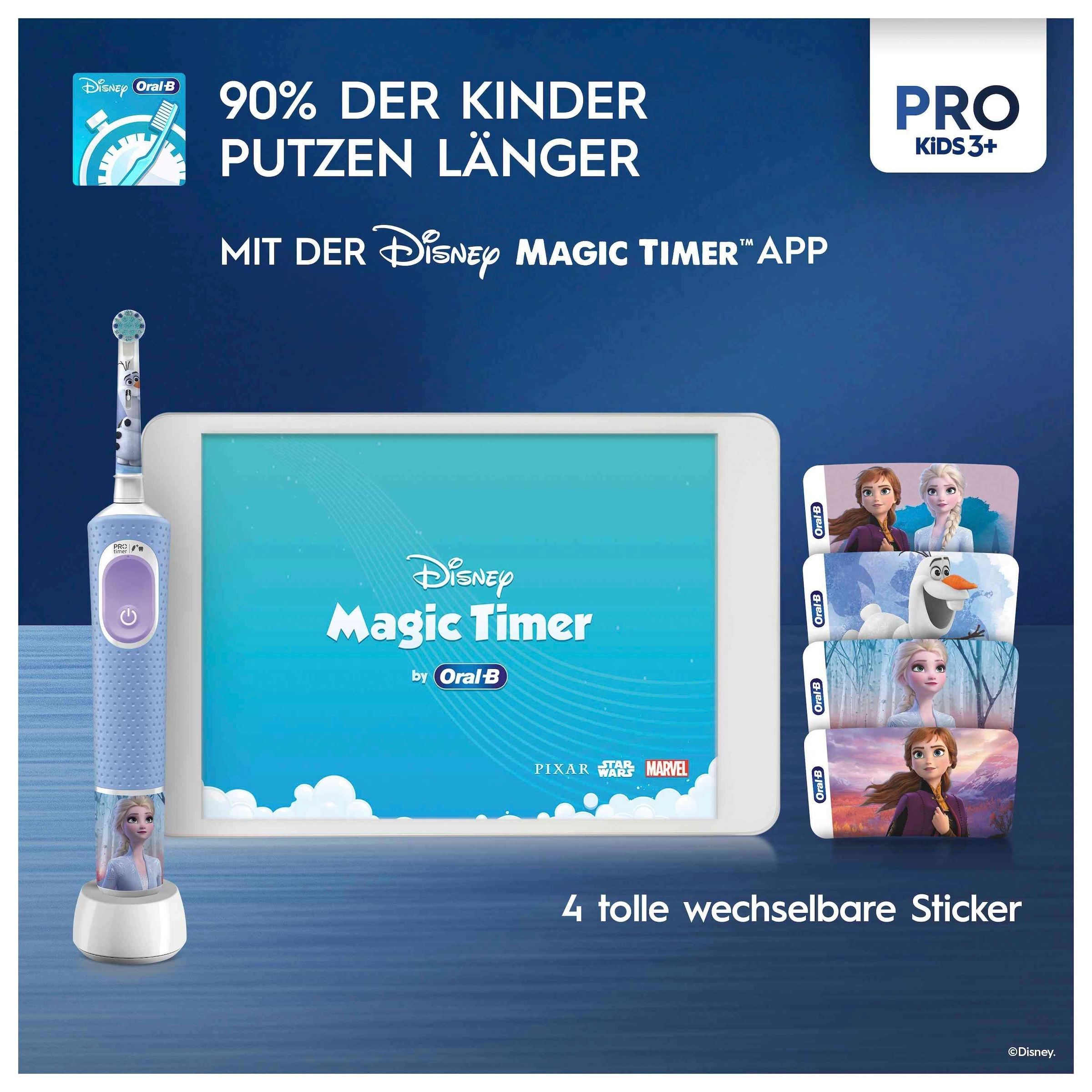 Oral-B Elektrische Zahnbürste »Pro Kids Frozen«, 1 St. Aufsteckbürsten, für Kinder ab 3 Jahren