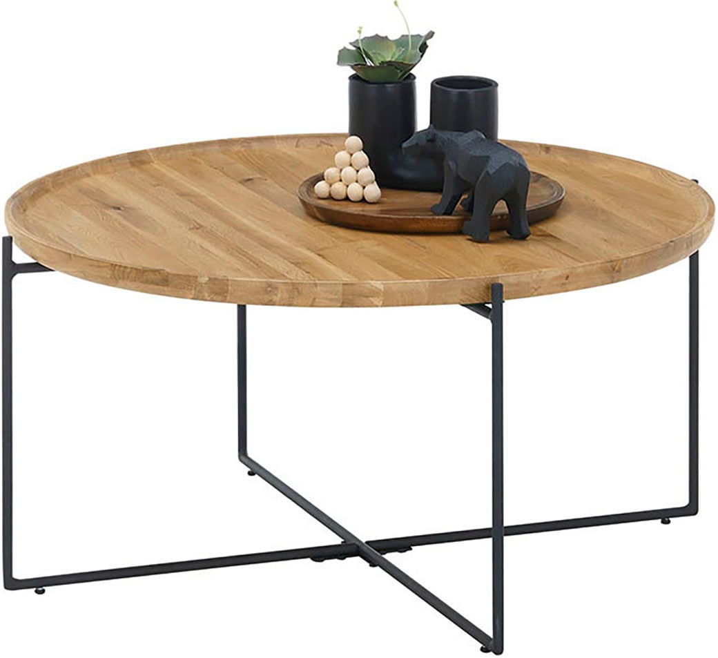 MCA furniture Couchtisch »TREVISO Top Eiche massiv 30mm«, Eiche massiv natur, Metall schwarz matt, Belastbarkeit 30 kg