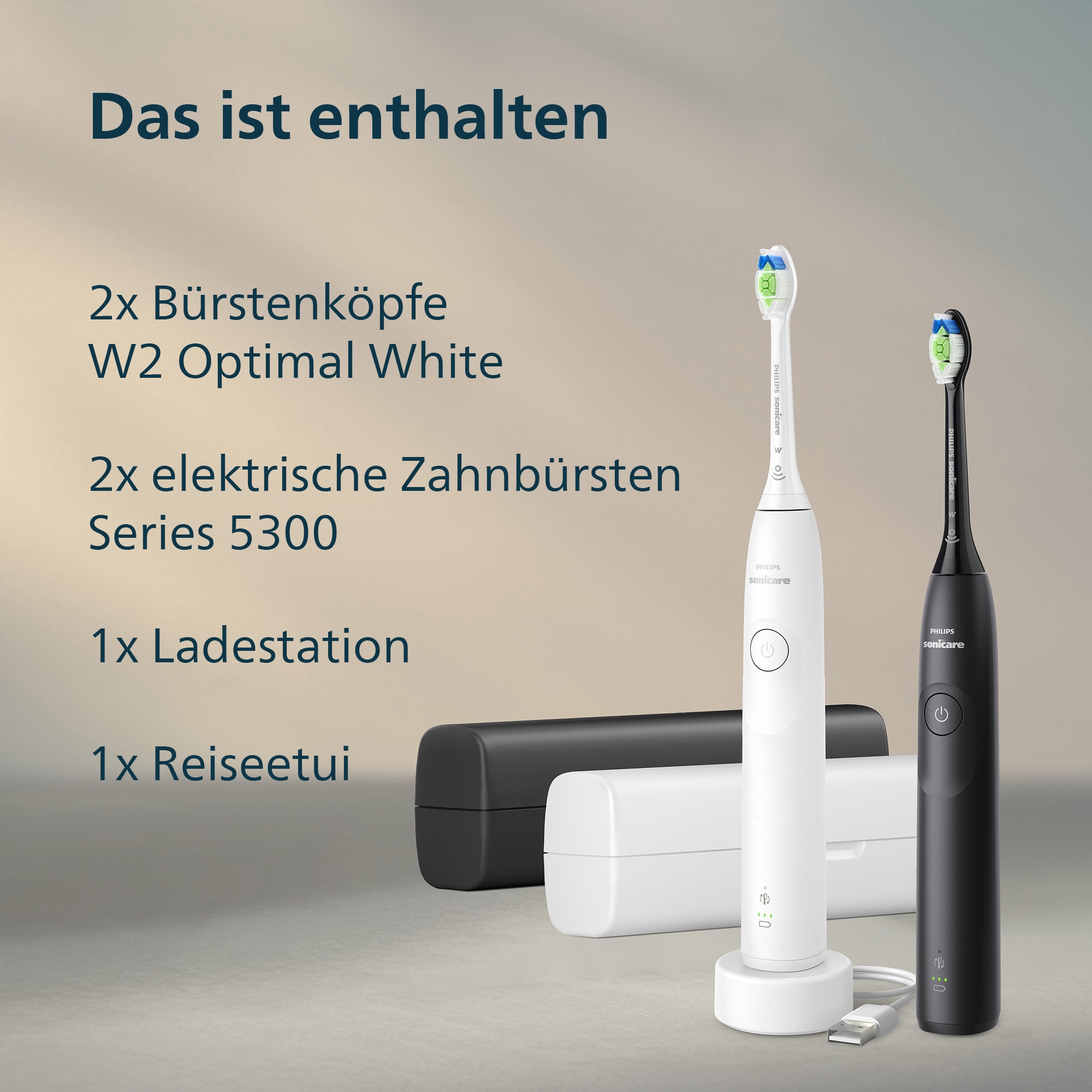 Philips Sonicare Elektrische Zahnbürste »Series 5300 HX7109/01« 1 Stk. Aufsteckbürsten mit Andruckkontrolle, 2 Intensitätsstufen, inkl. Ladegerät