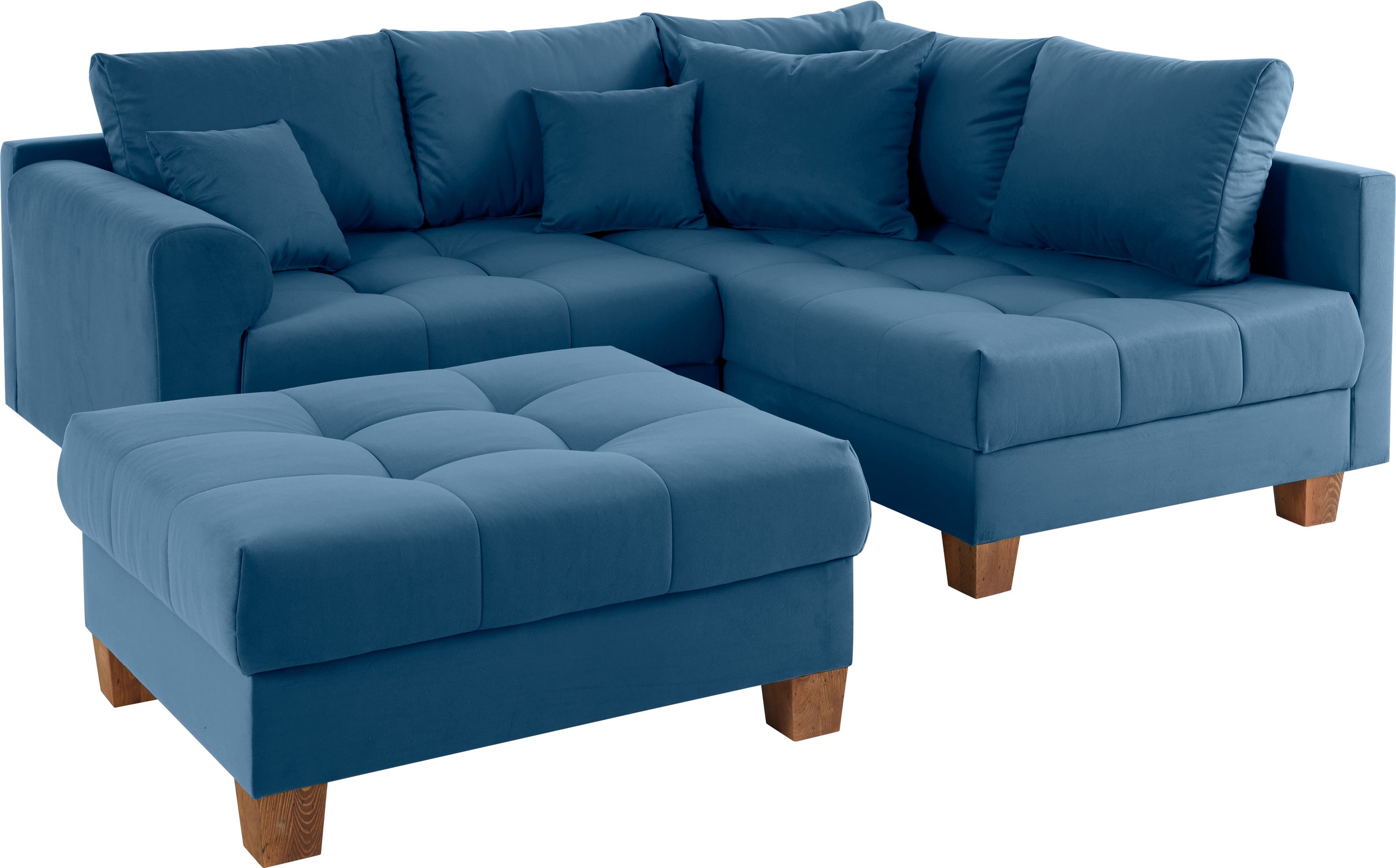Home affaire Ecksofa »Rice L-Form, B: 216 cm«, (Set, mit Hocker), Set: Sofa & Hocker, mit 3 Zierkissen, Federkern