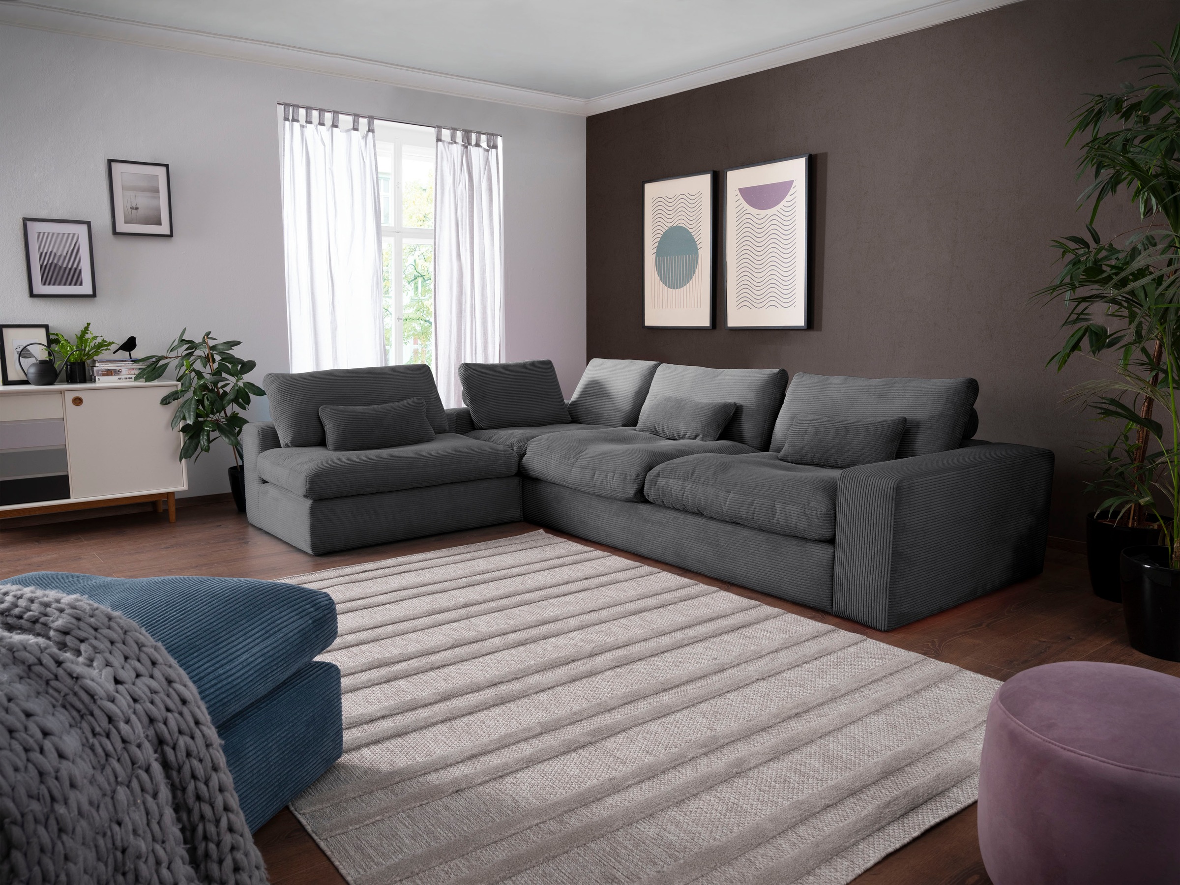 alina Ecksofa »Sandy«, mit losen Sitz und Rückenkissen, in modernem Cordstoff