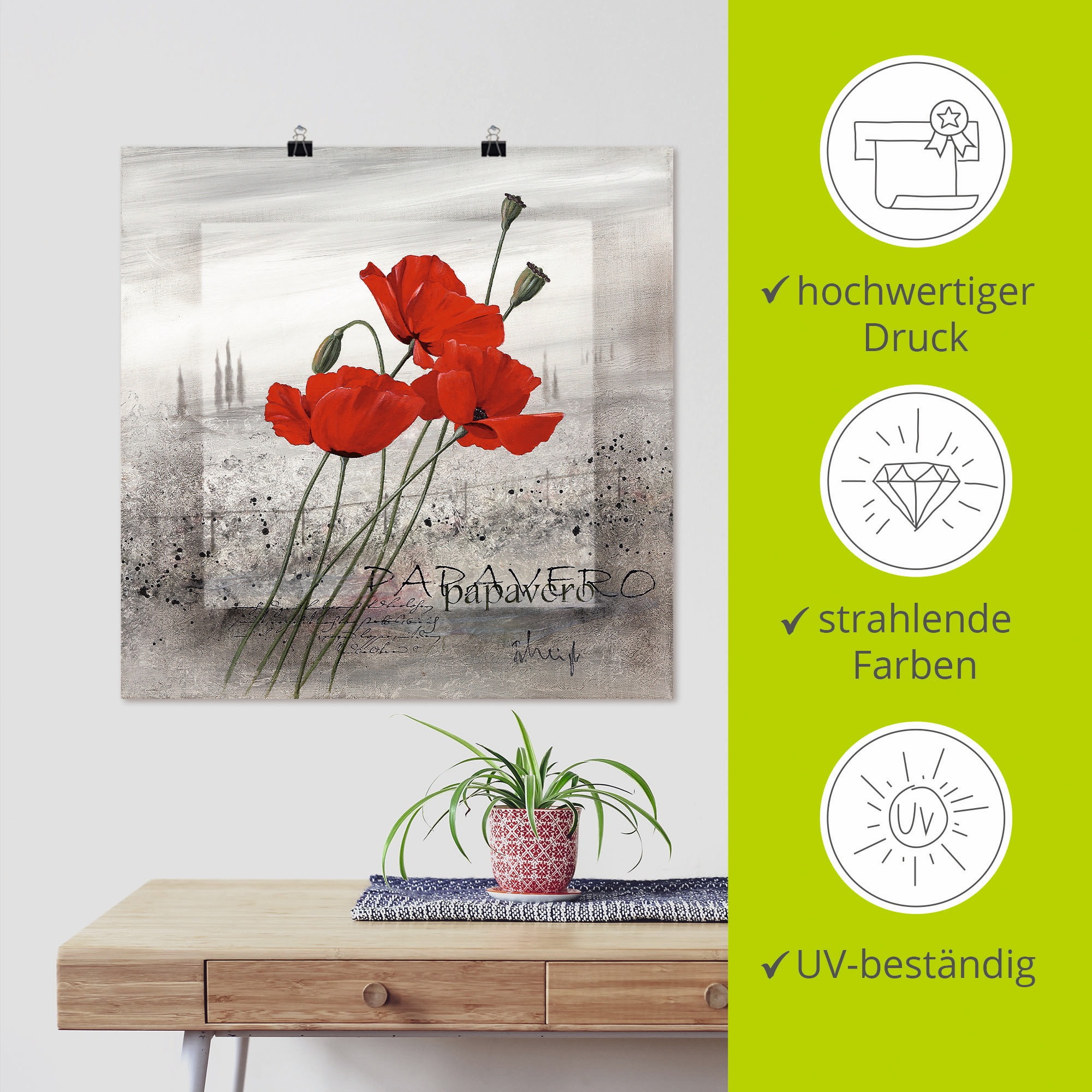 Artland Wandbild »Mohnblumen« Blumen 1 Stk. tlg. als Leinwandbild, Poster, Wandaufkleber in verschied. Größen