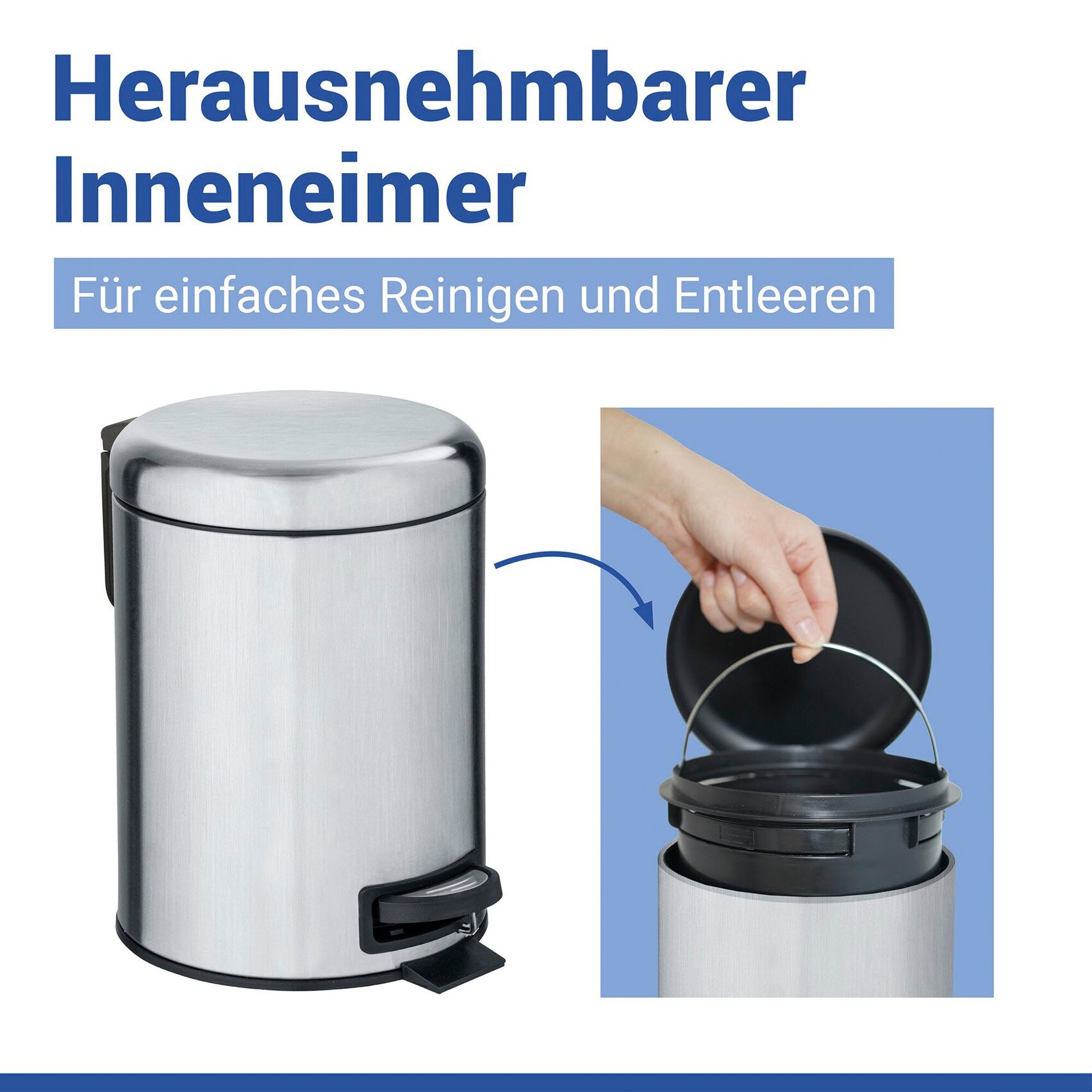 WENKO Kosmetikeimer »Leman« 3 Liter, BxTxH: 17x25x22,5 cm
