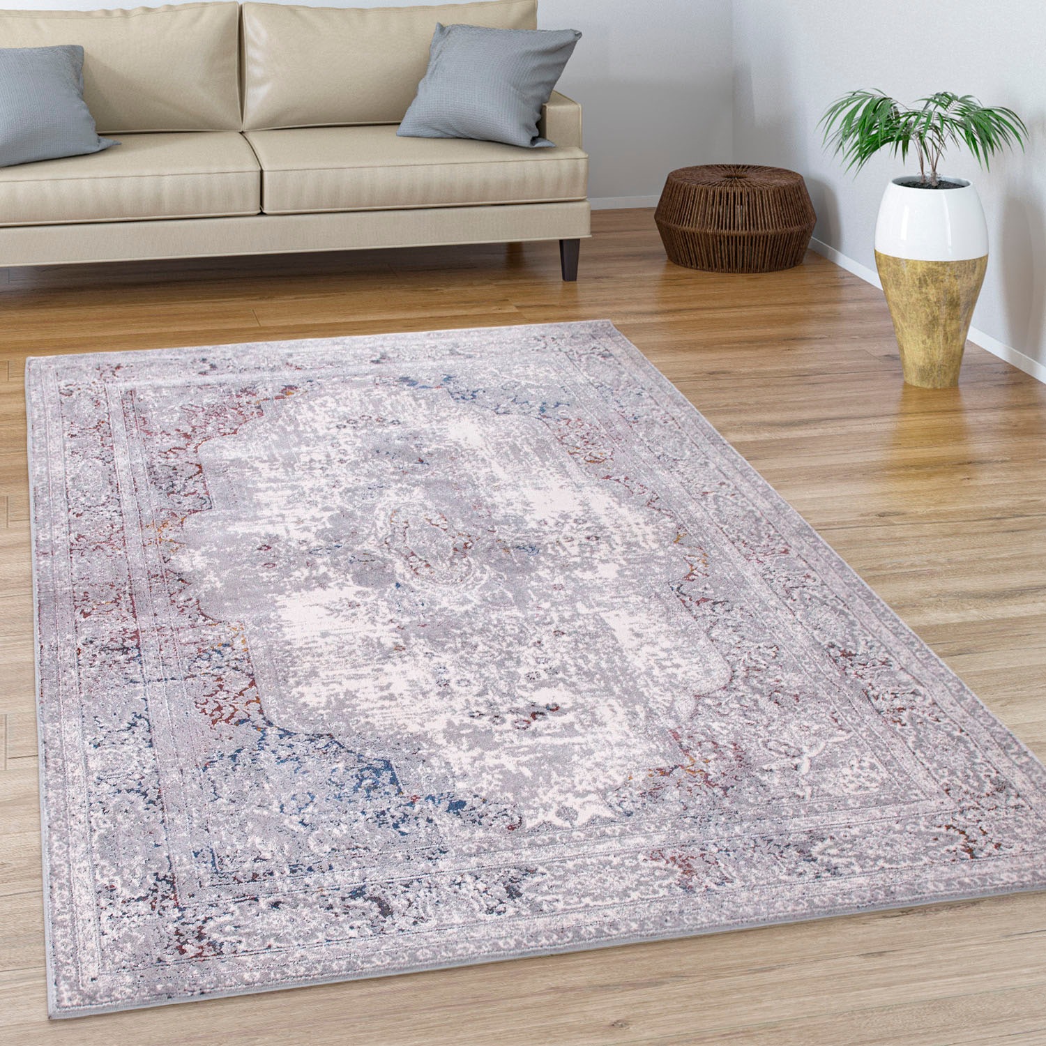 Paco Home Teppich »Calabria 581«, rechteckig, 14 mm Höhe, Kurzflor, Orient-Optik, Vintage Design