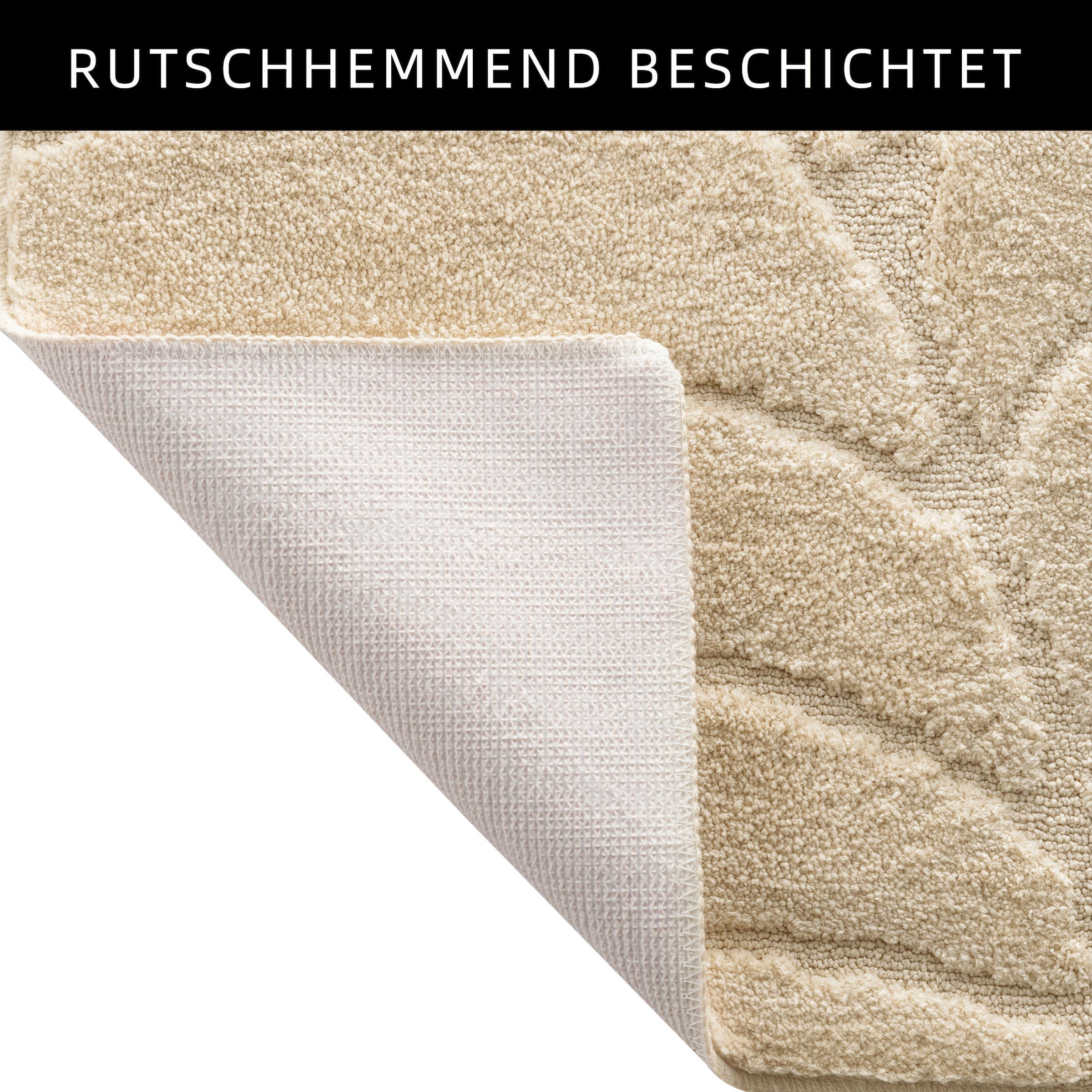 my home Badematte »Epense, Badvorleger, Badezimmer Teppich, Duschmatte mit Blattstruktur«, rutschhemmend beschichtet, fußbodenheizungsgeeignet-schnell trocknend, Badteppich, Uni, Blätter, Hoch-Tief, verschiedene Farben und Größen