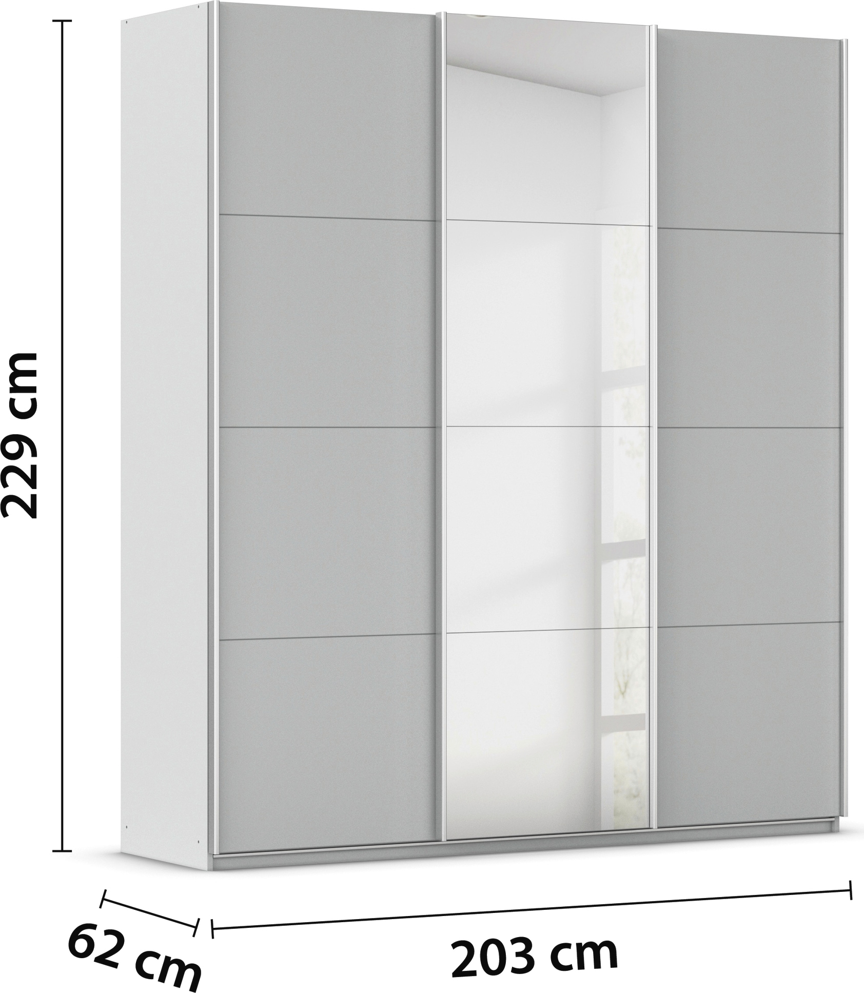 rauch Schwebetürenschrank »Kleiderschrank Schrank Garderobe AGORDO«, Top Innenausstattung, in 4 Breiten und 2 Höhen MADE IN GERMANY