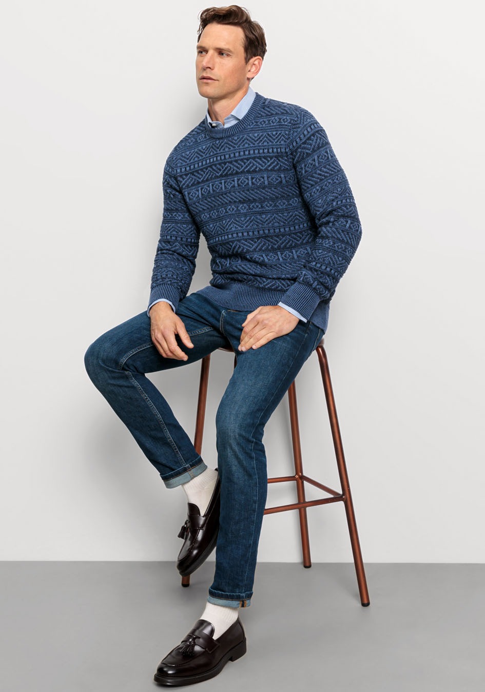 OLYMP Rundhalspullover »OLYMP Strick Casual«, mit modischer Struktur