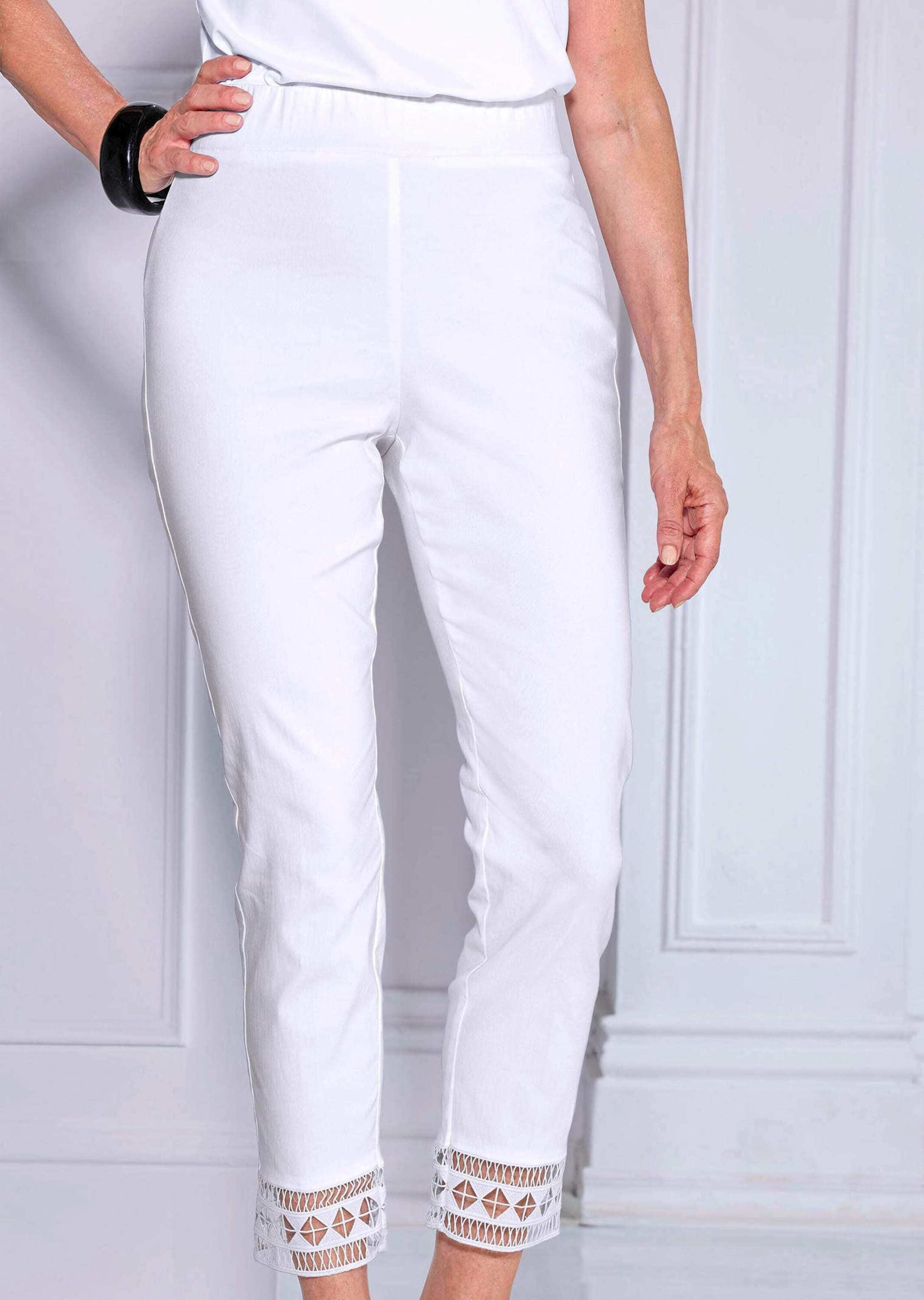 GOLDNER Schlupfhose »Kurzgröße Freizeithose LOUISA mit Spitzenabschluss«