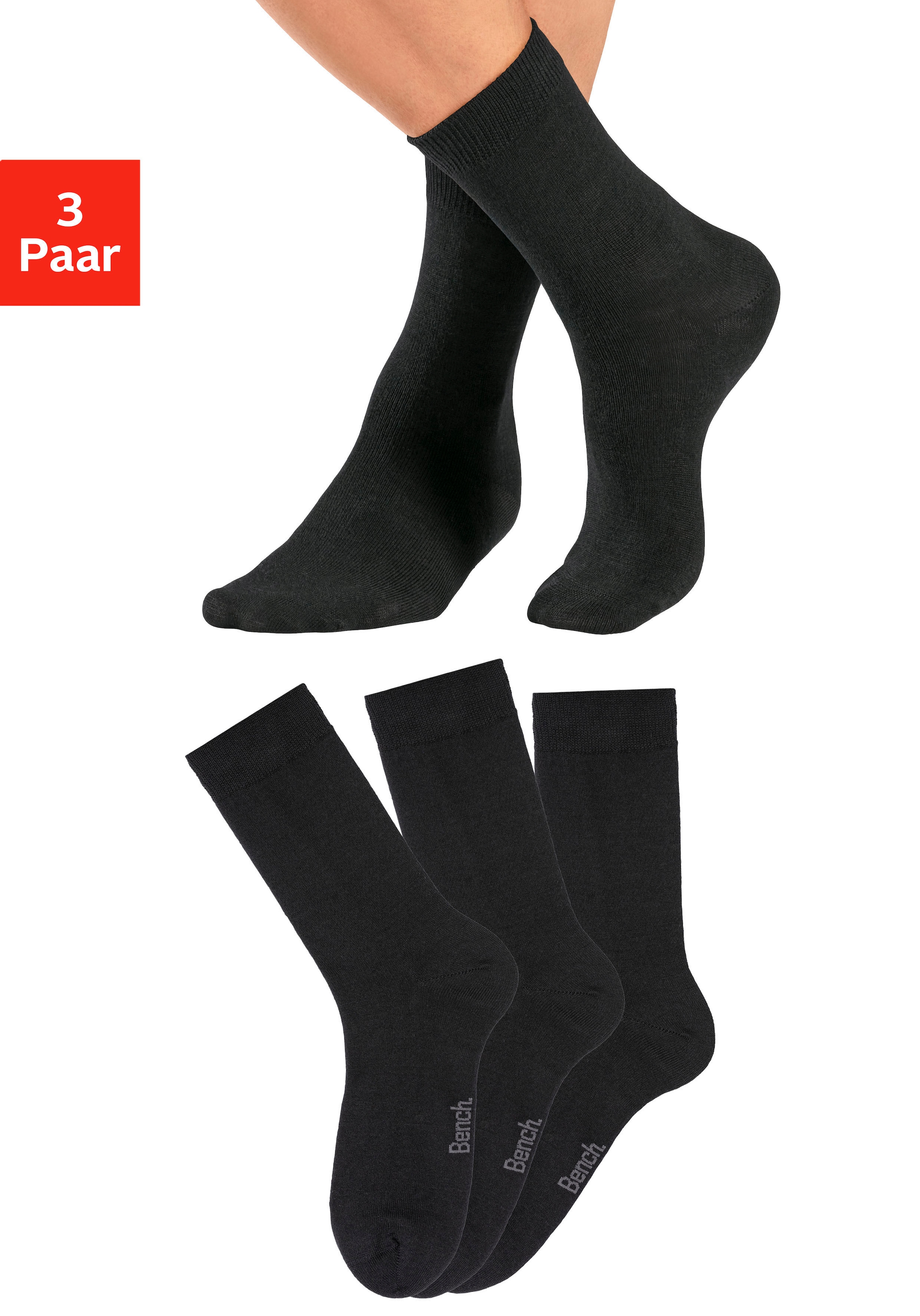 Bench. Socken, (3 aus UNIVERSAL Paar), Wollsocken online bestellen Material flauschigem 