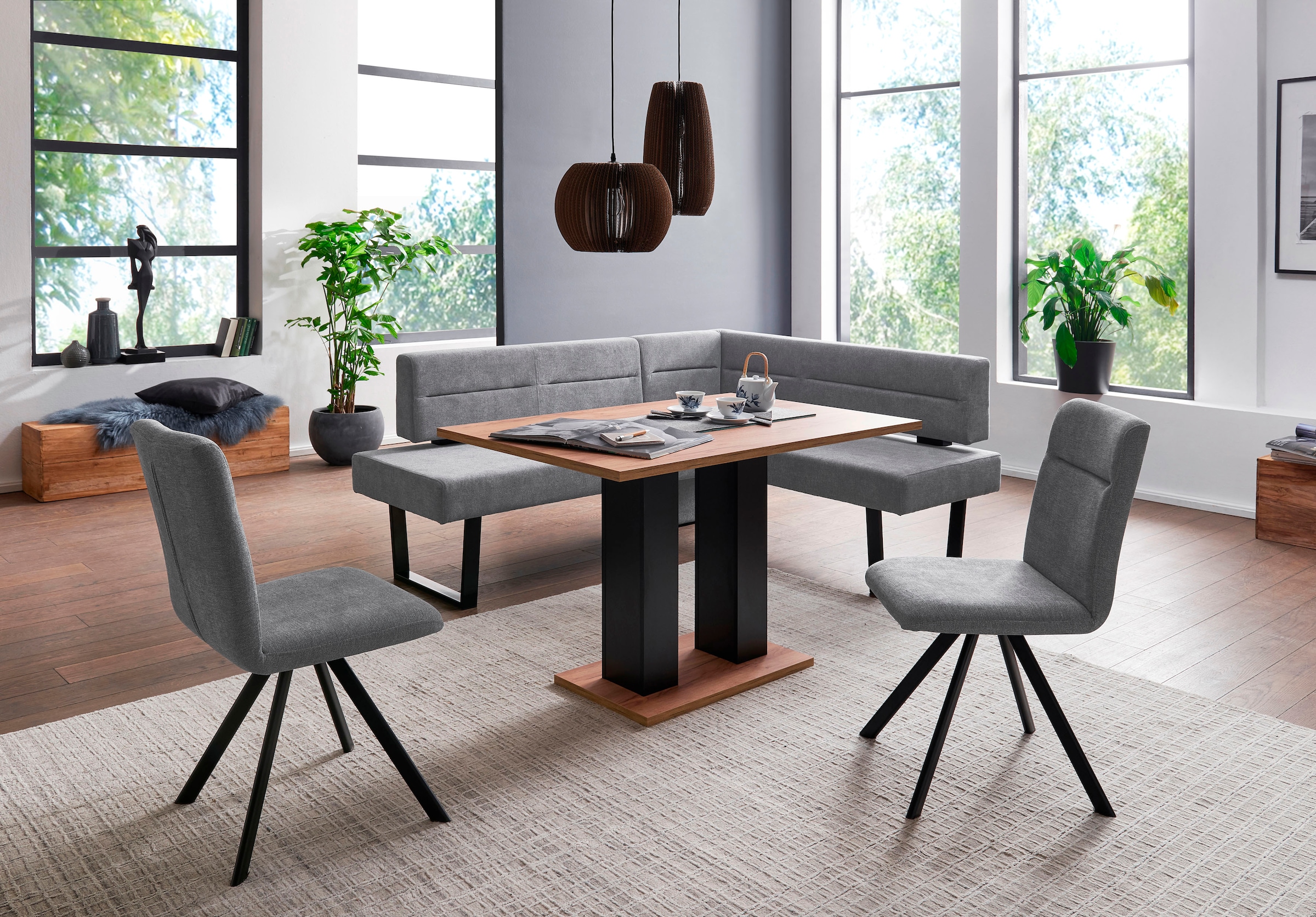 massivline&more Eckbank »Martina«, modernes Design, Gestell aus massivem Metall