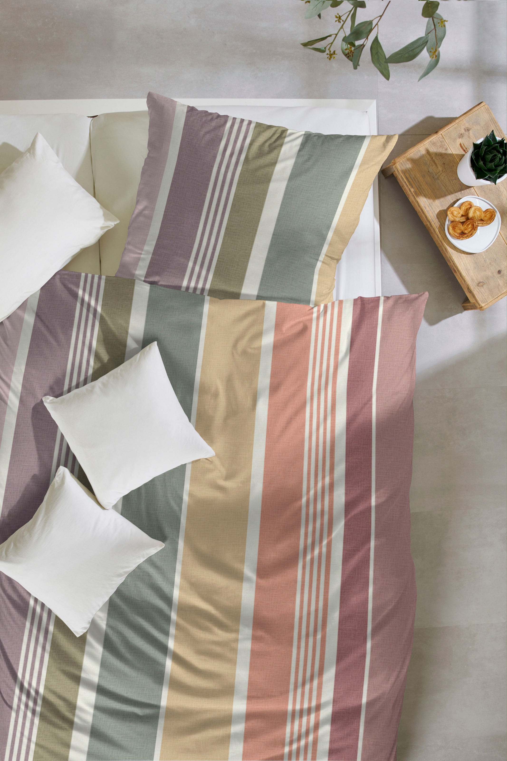 Primera Bettwäsche »Feinbiber-Bettwäsche Passion« 2 Stk. tlg. mit einem harmonischen Streifenmuster