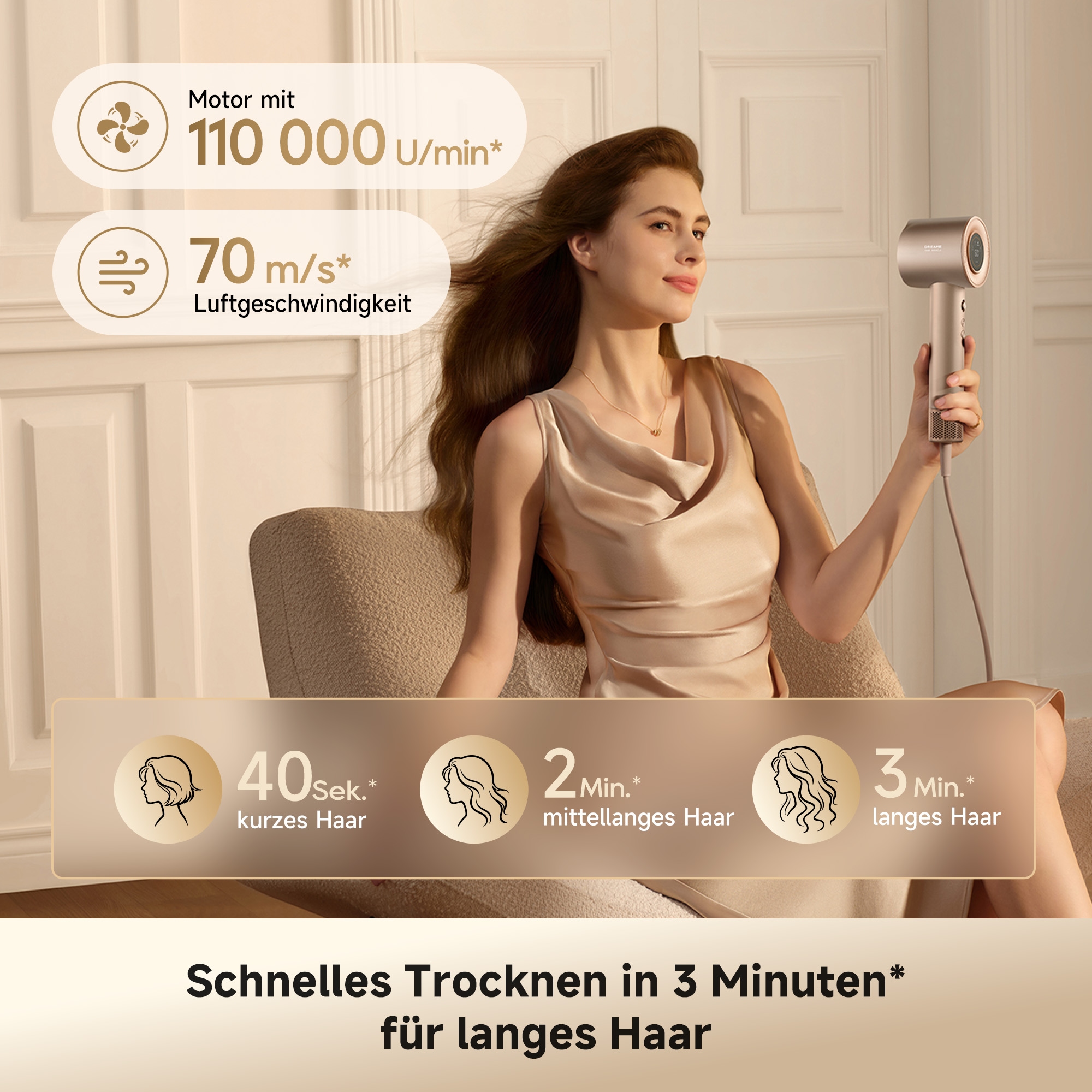 Dreame Haartrockner »Miracle Essence« 1.600 W 2 Aufsätze Essenz-Mikronebel, Rotlichtpflege, Anti-Frizz-Ionen