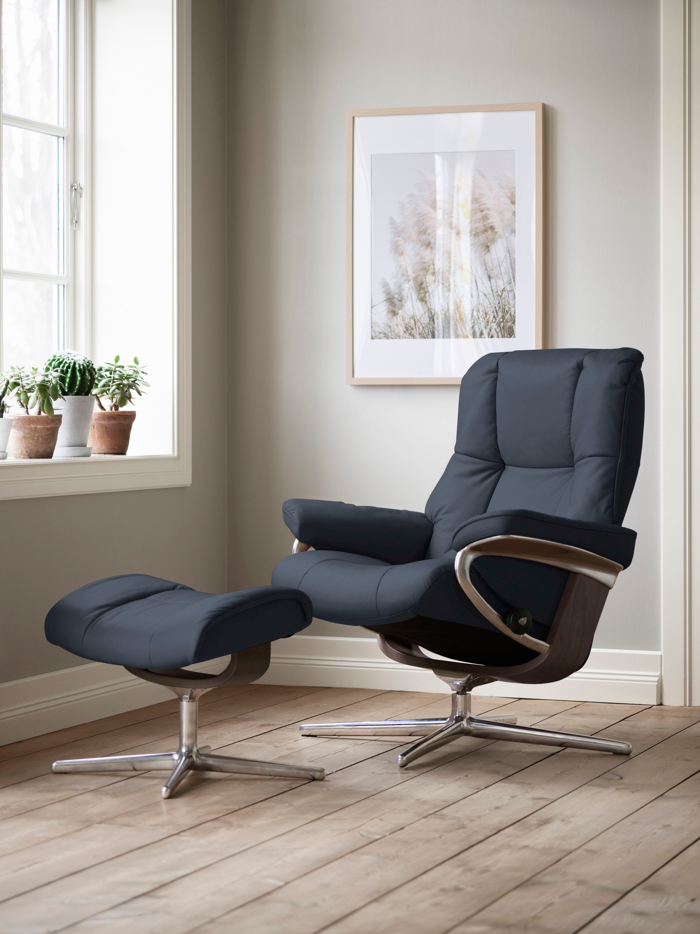 Stressless® Relaxsessel »Mayfair«, (Set, Relaxsessel mit Hocker), mit Hocker, mit Cross Base, Größe S, M & L, Holzakzent Wenge