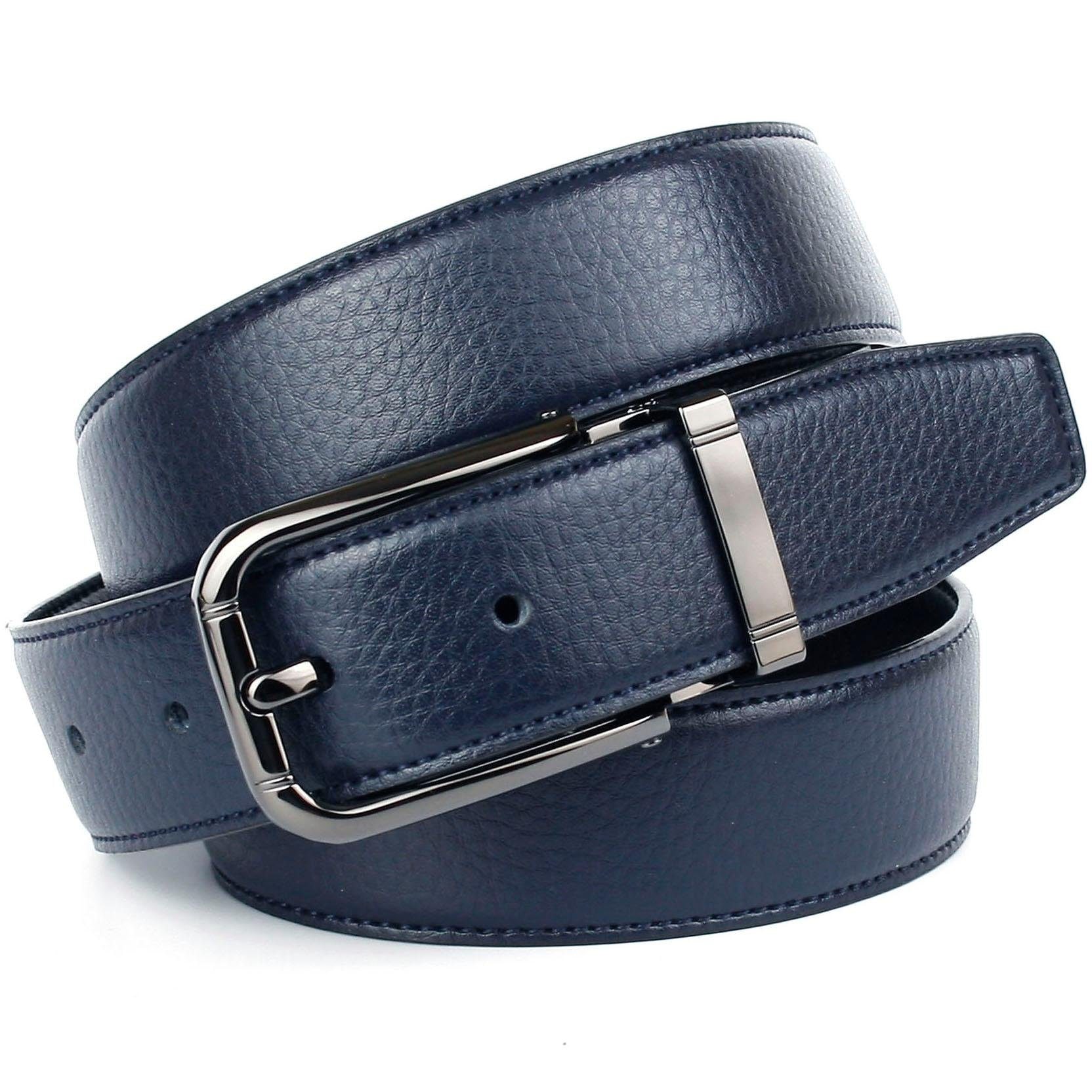 Anthoni Crown Ledergürtel Wendegürtel in dunkelblau und schwarz