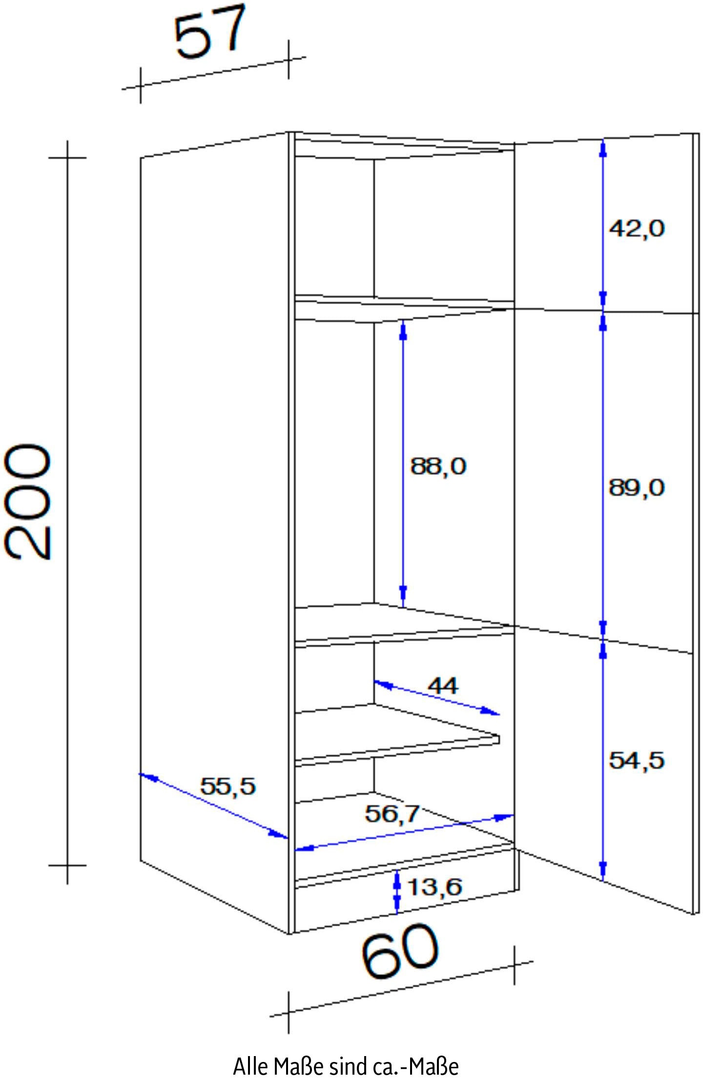 Flex-Well Kühlumbauschrank »Antigua«, (B x H x T) 60 x 200 x 57 cm auf  Rechnung bestellen
