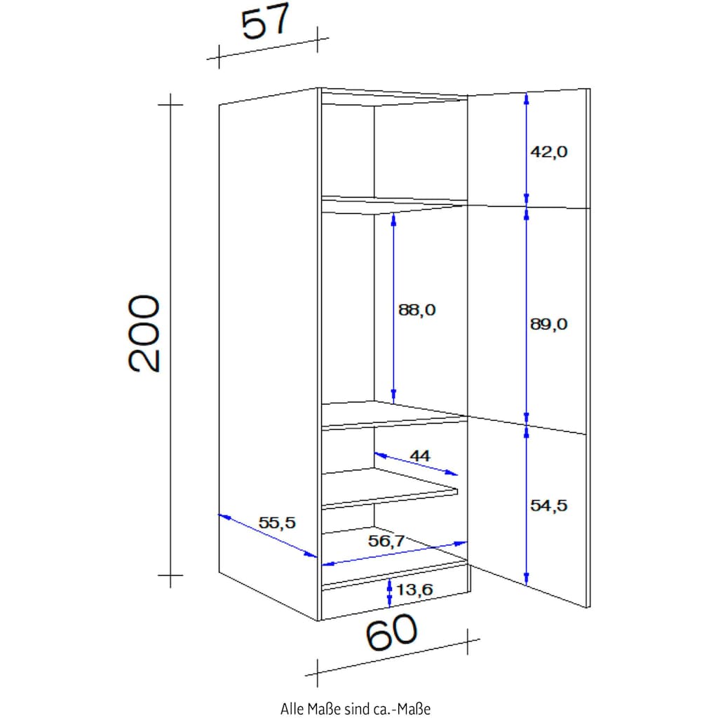 Flex-Well Kühlumbauschrank »Portland«, (B x H x T) 60 x 200 x 57 cm