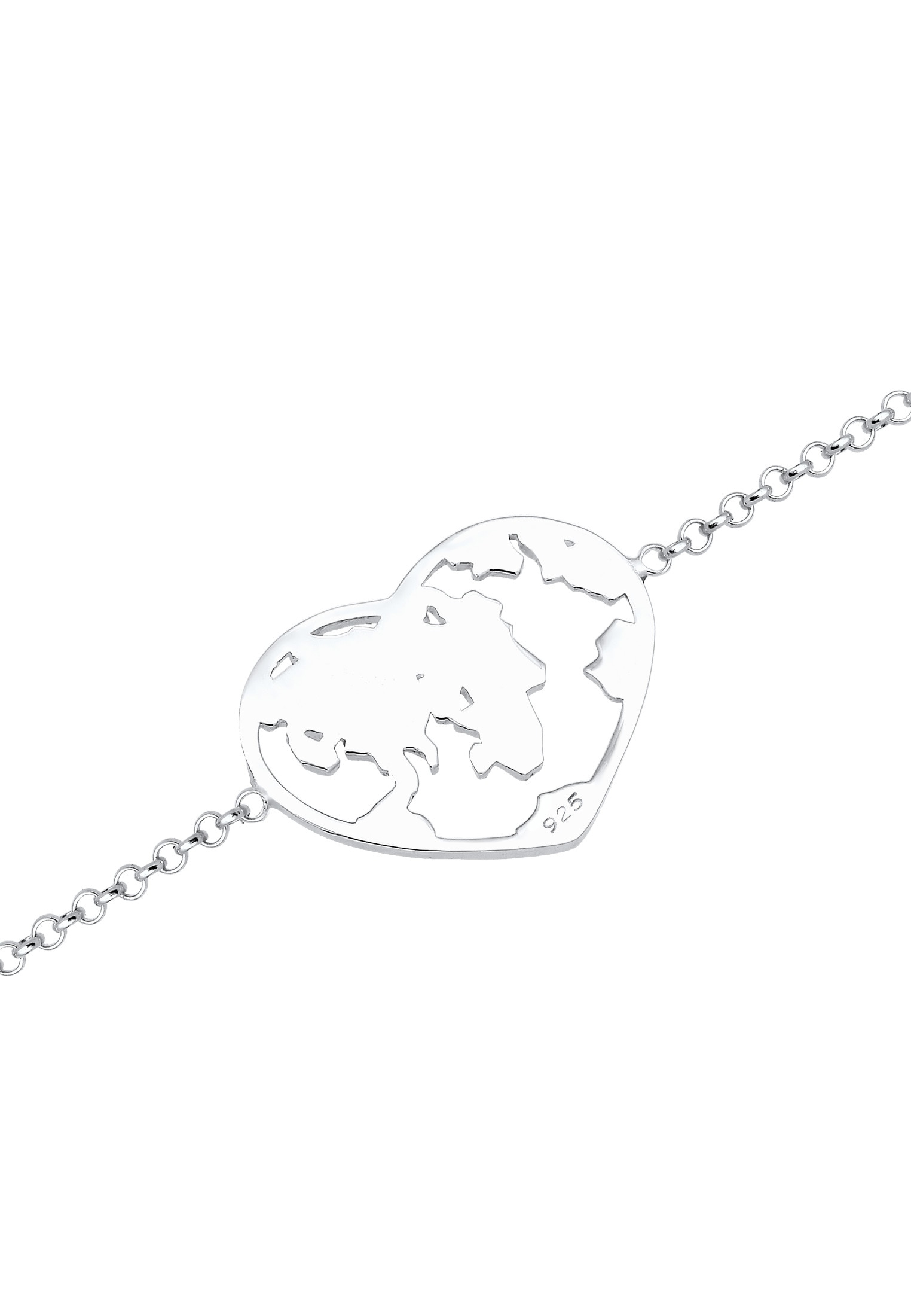Elli Armkette »Armband Globus Herz 925 Sterling Silber«
