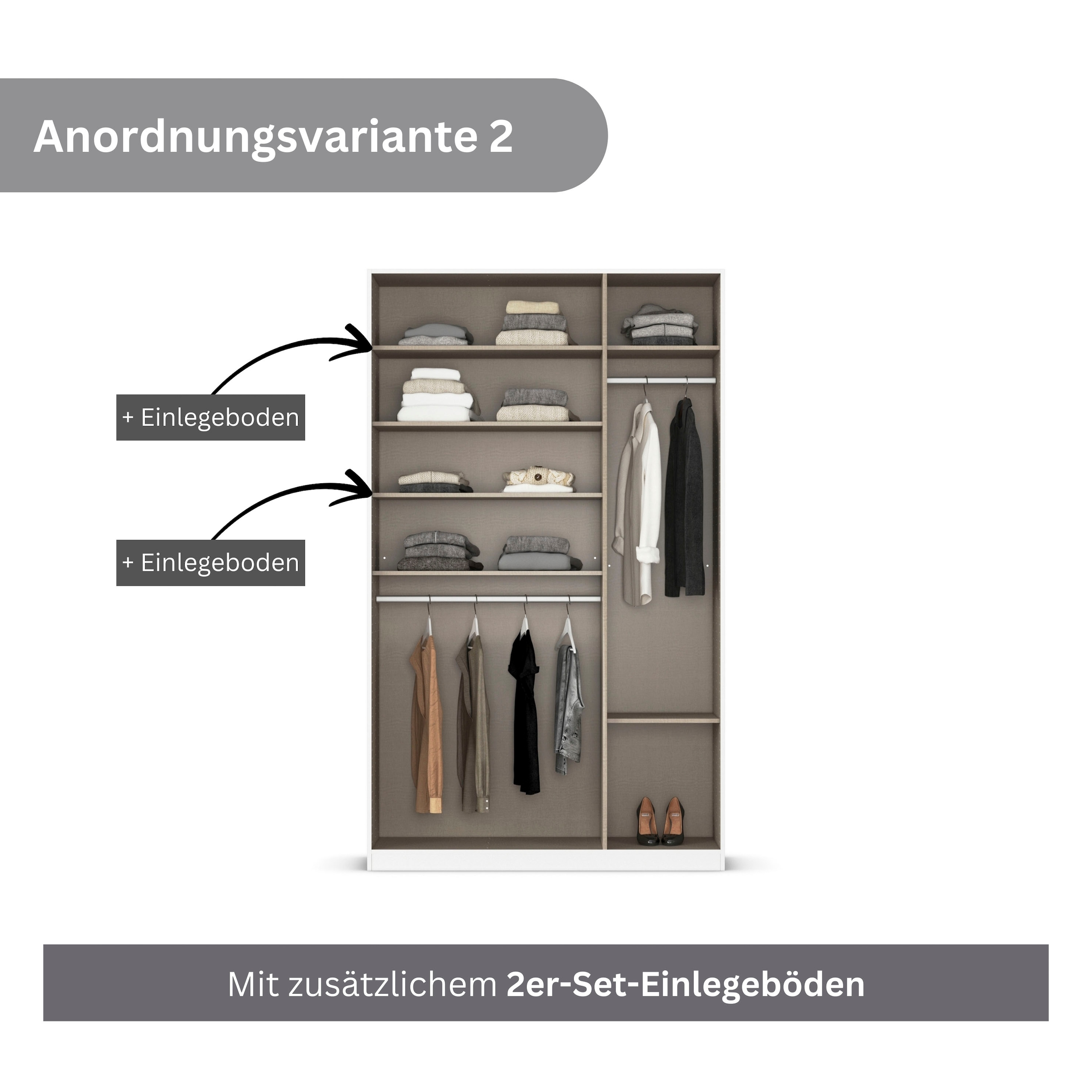rauch Drehtürenschrank »Kleiderschrank Schrank Garderobe AGORDO TOPSELLER Schlafzimmer«, (in zwei Griff-Farben, Breiten 91-360 cm, Dekor- oder Hochglanzfront), durchdachte Innenausstattung, in 7 Breiten und 2 Höhen MADE IN GERMANY