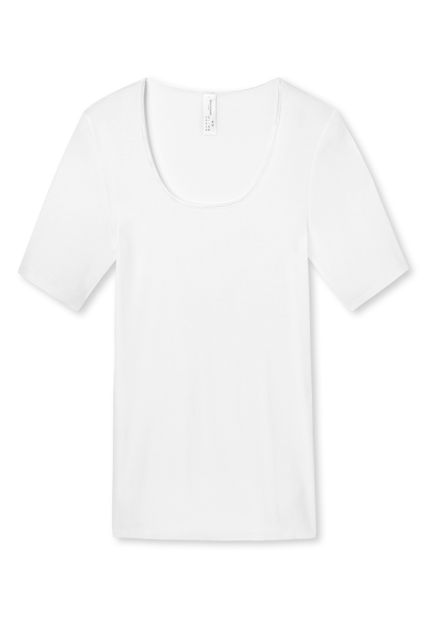 Schiesser Kurzarmshirt »Luxury« Rundhals-Ausschnitt, 1/2-Arm, Baumwolle, ohne störende Seitennähte