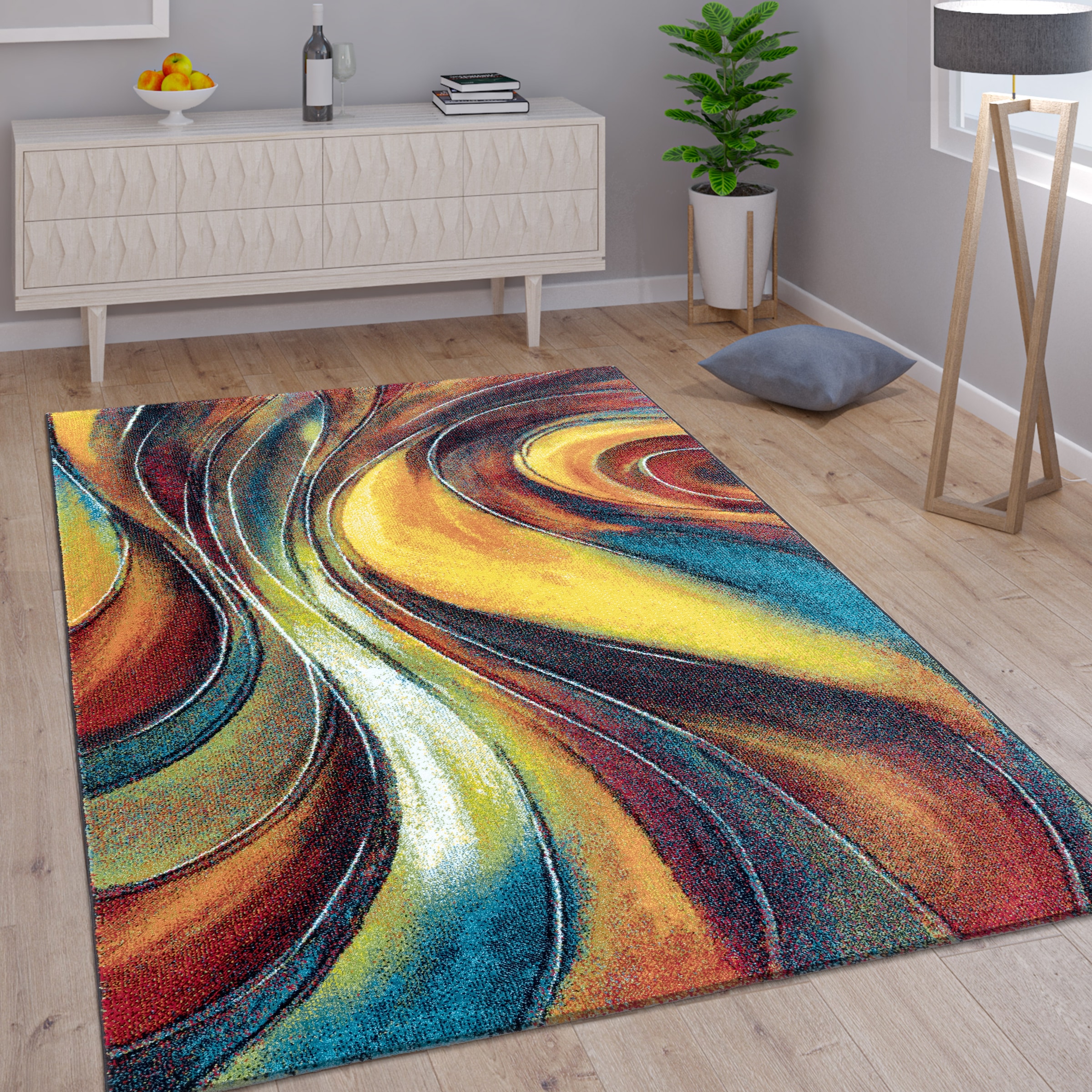 Paco Home Teppich »Canvas 902«, rechteckig, 16 mm Höhe, Kurzflor, modernes Design, ideal im Wohnzimmer & Schlafzimmer