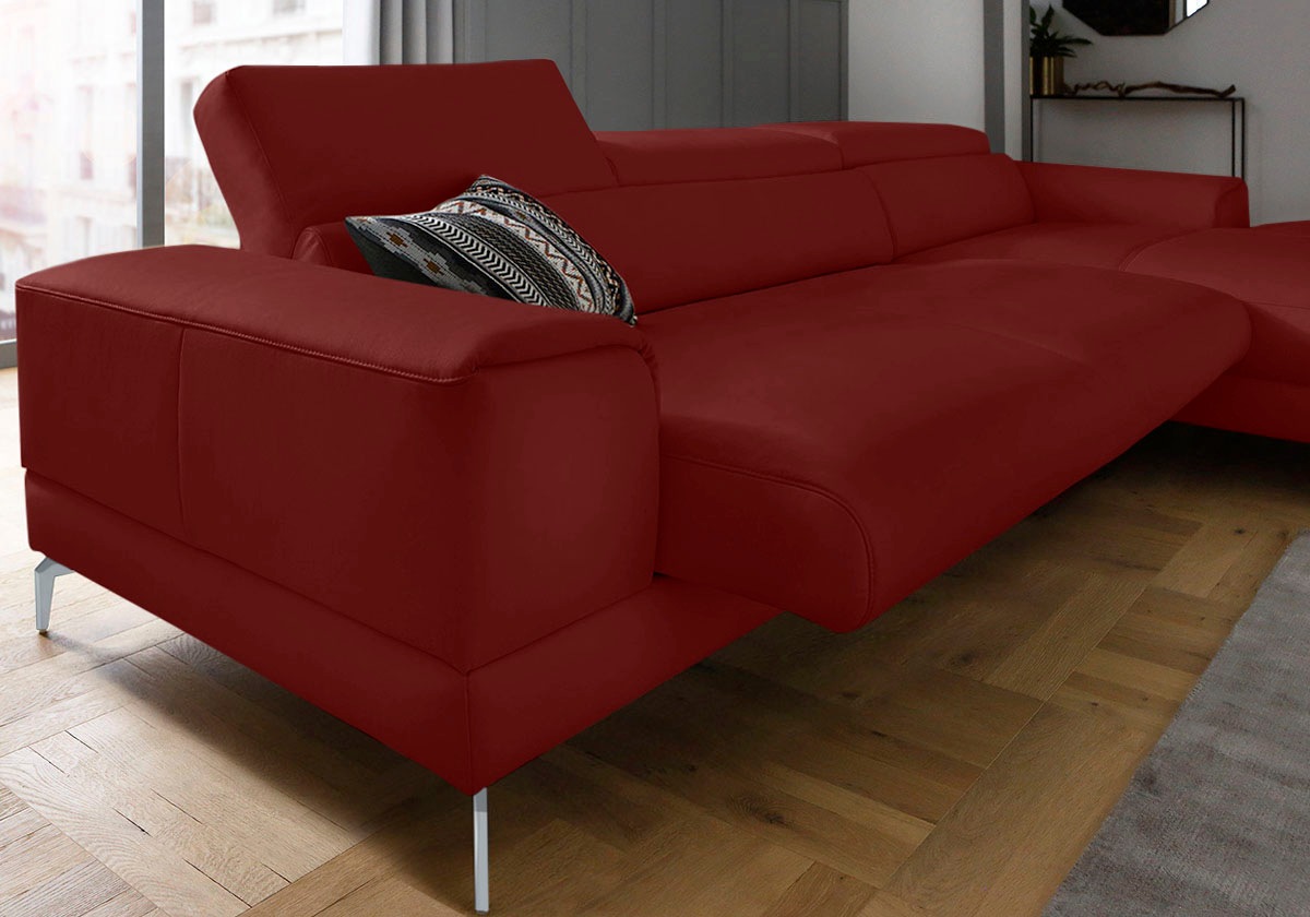 W.SCHILLIG Ecksofa »piedroo, Designsofa mit tollem Sitzkomfort, bequem und elegant, L-Form«, Kopfteilverstellung, wahlweise mit Sitztiefenverstellung, Breite 343cm