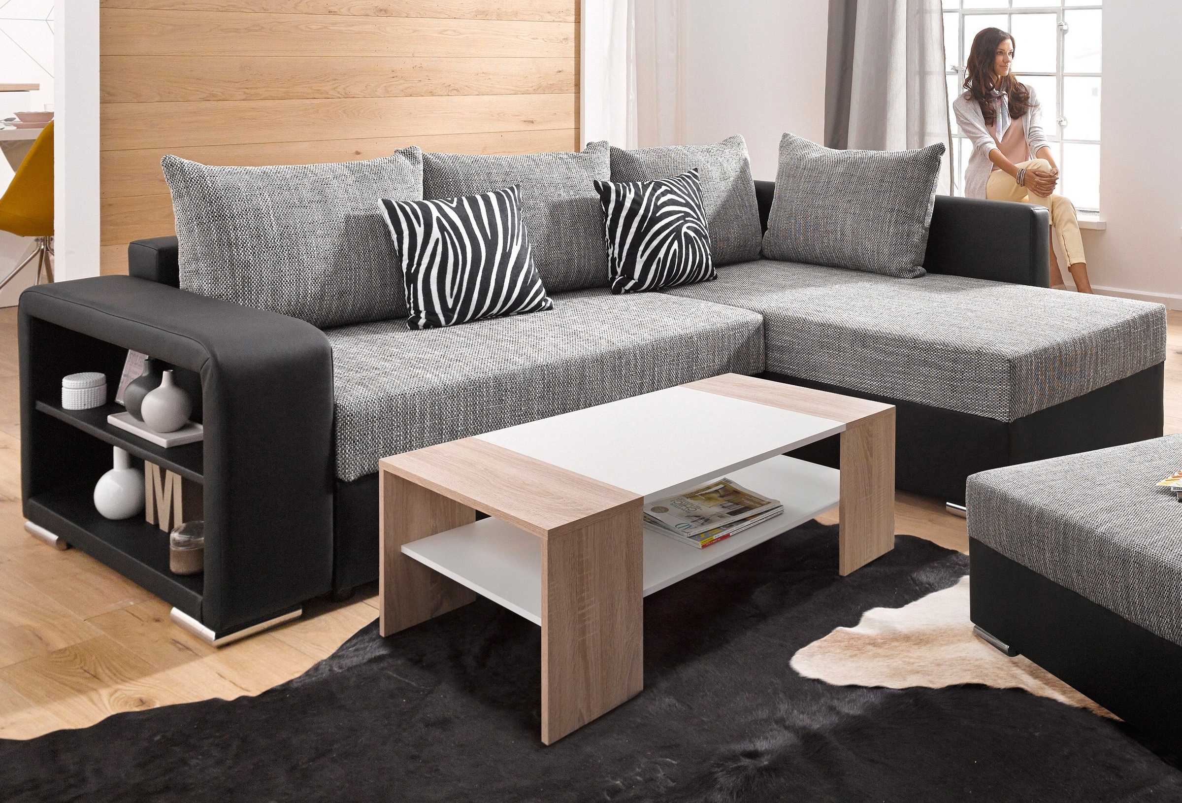 COLLECTION AB Ecksofa »John L-Form«, mit Bettfunktion, wahlweise mit Federkern