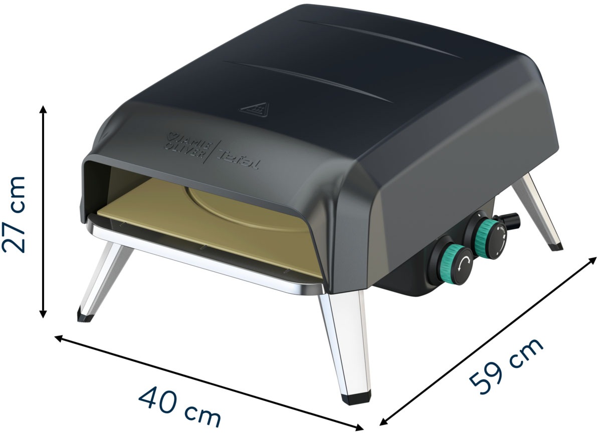 Tefal Pizzaofen »Jamie Oliver by Tefal Pizza Pronto, kompakter Gaspizzaofen für Zuhause«, 360° drehender Pizzastein, bis zu 400 °C, inkl. Pizzaschaufel, JM4168