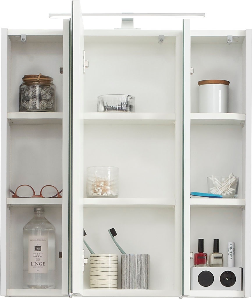 Saphir Badmöbel-Set »Quickset 2-teilig, Waschbeckenunterschrank mit LED-Spiegelschrank«, (4 St.), Waschplatz 65 cm breit, inkl. Türdämpfer, 5 Türen, ohne Waschbecken