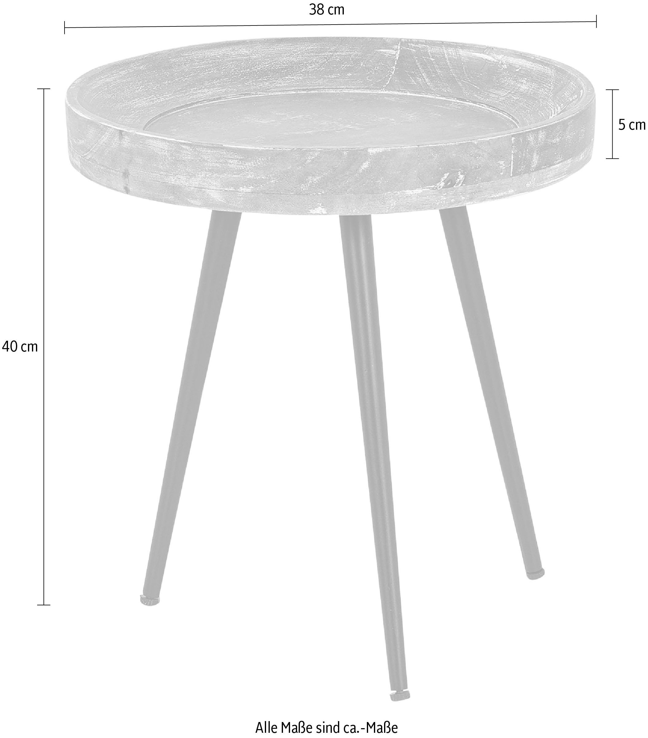 byLIVING Beistelltisch »Ava«, Massive runde Tischplatte, Durchmesser 38 oder 45 cm