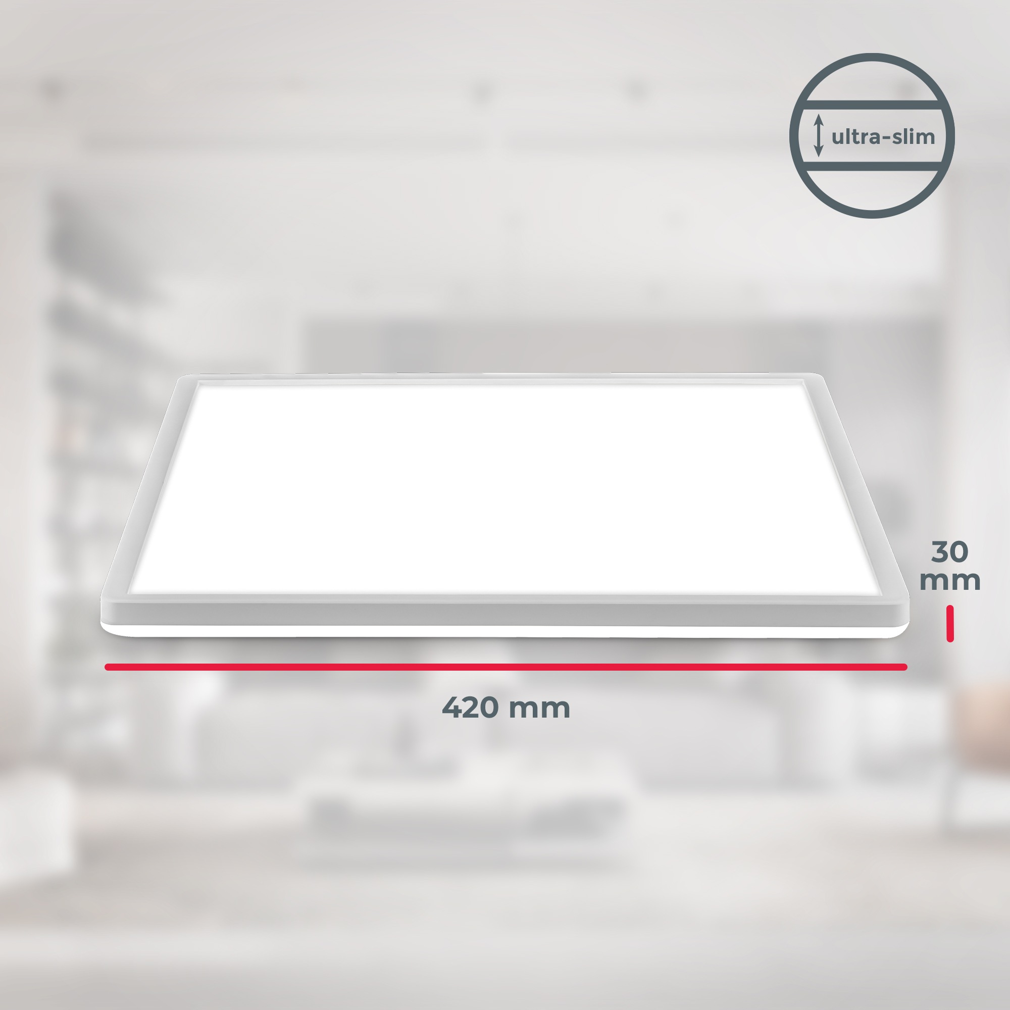 B.K.Licht LED Deckenleuchte »BKL1601 Ultraflache Deckenlampe, LED Panel mit Backlight« LED-Modul 1 Stk. Neutralweiß 4.000K, 3.000 Lm, 22W, indirekte Hintergrundbeleuchtung, 42x42cm, Weiß