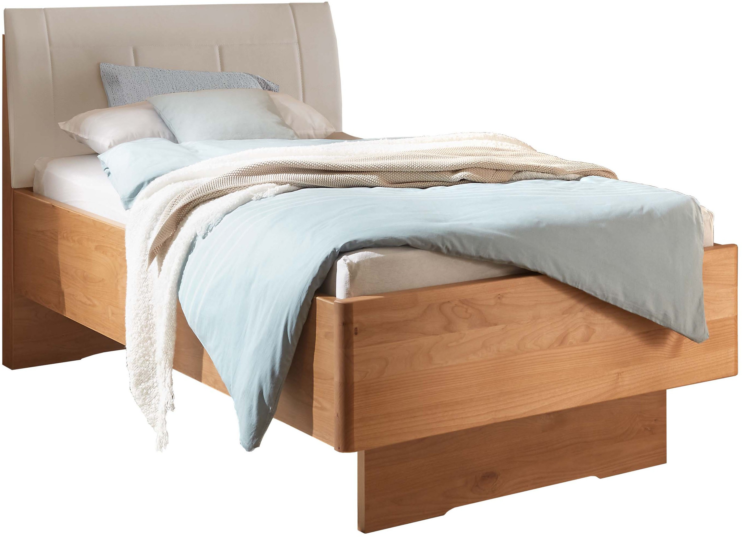 WIEMANN Holzbett »Cardiff, Bettgestell, Bettrahmen, teilmassiv, mit Polsterkopfteil« Belastbarkeit 110/220 Kg, 4-fache höhenverstellbar, MADE IN GERMANY,  Fußteil aus Massivholz, verschiedene Größen