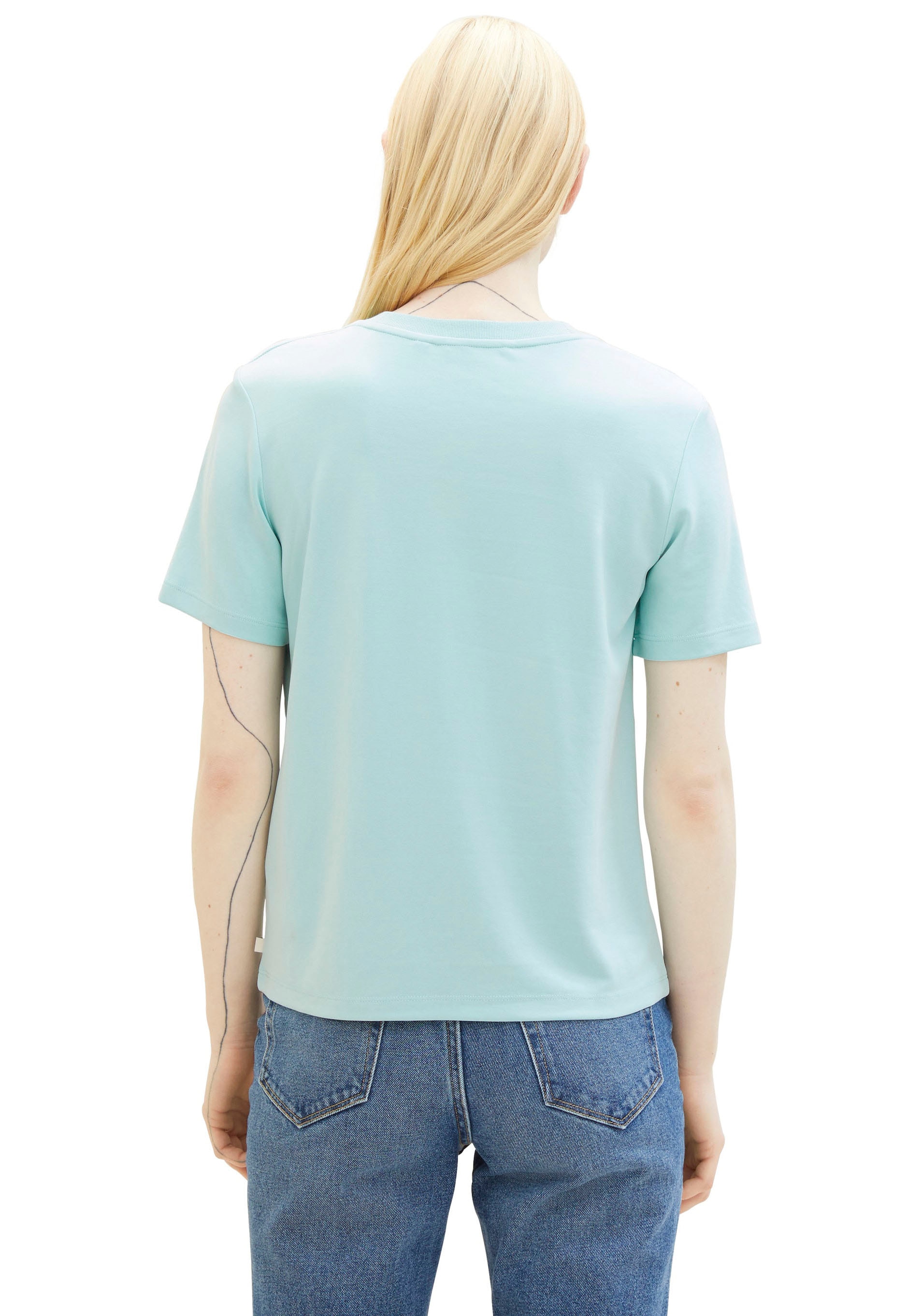 TOM TAILOR Denim Rundhalsshirt, mit Rundhalsausschnitt