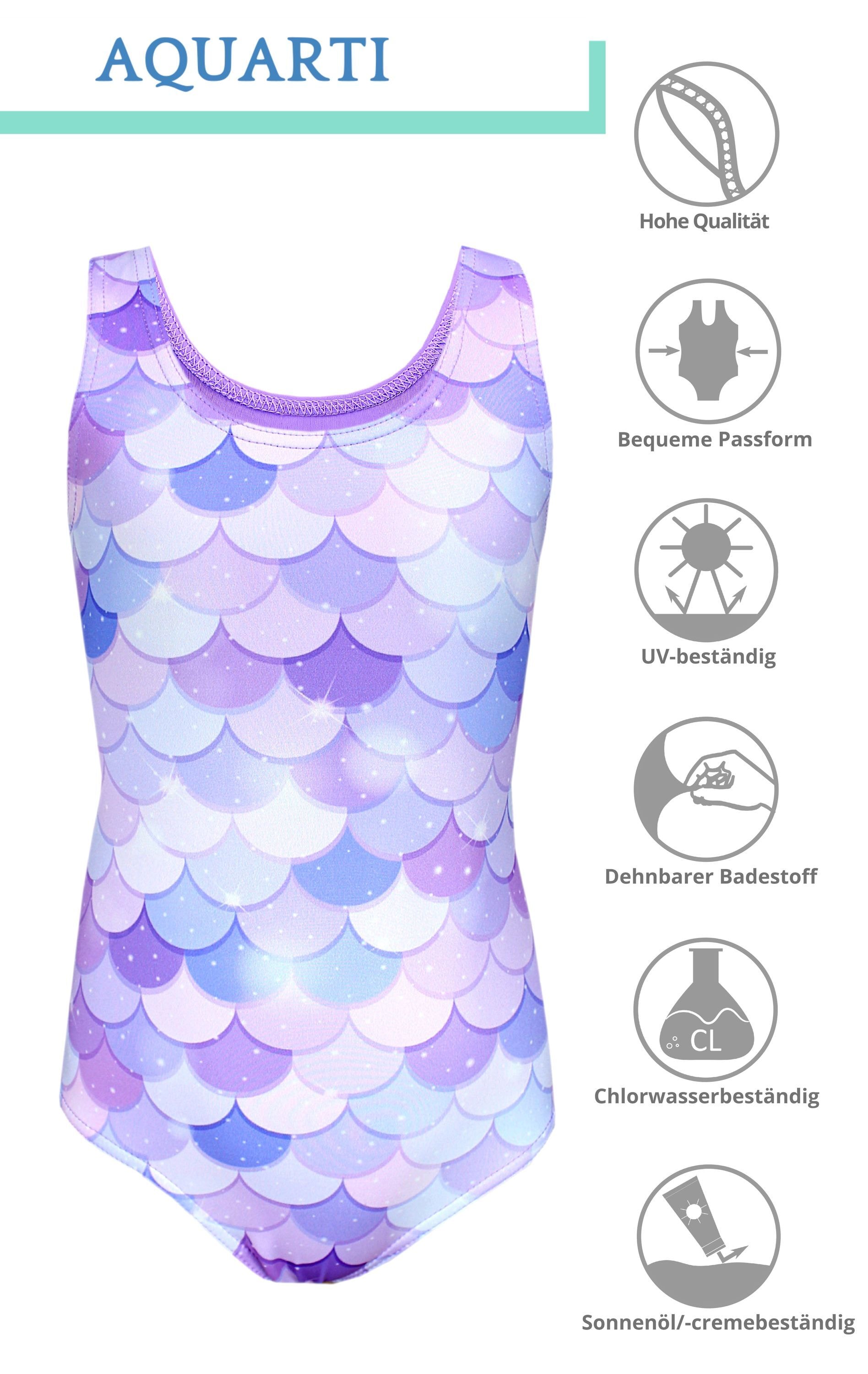 AQUARTI Badeanzug »Badeanzug Mädchen Badeanzug mit Ringerrücken Print«