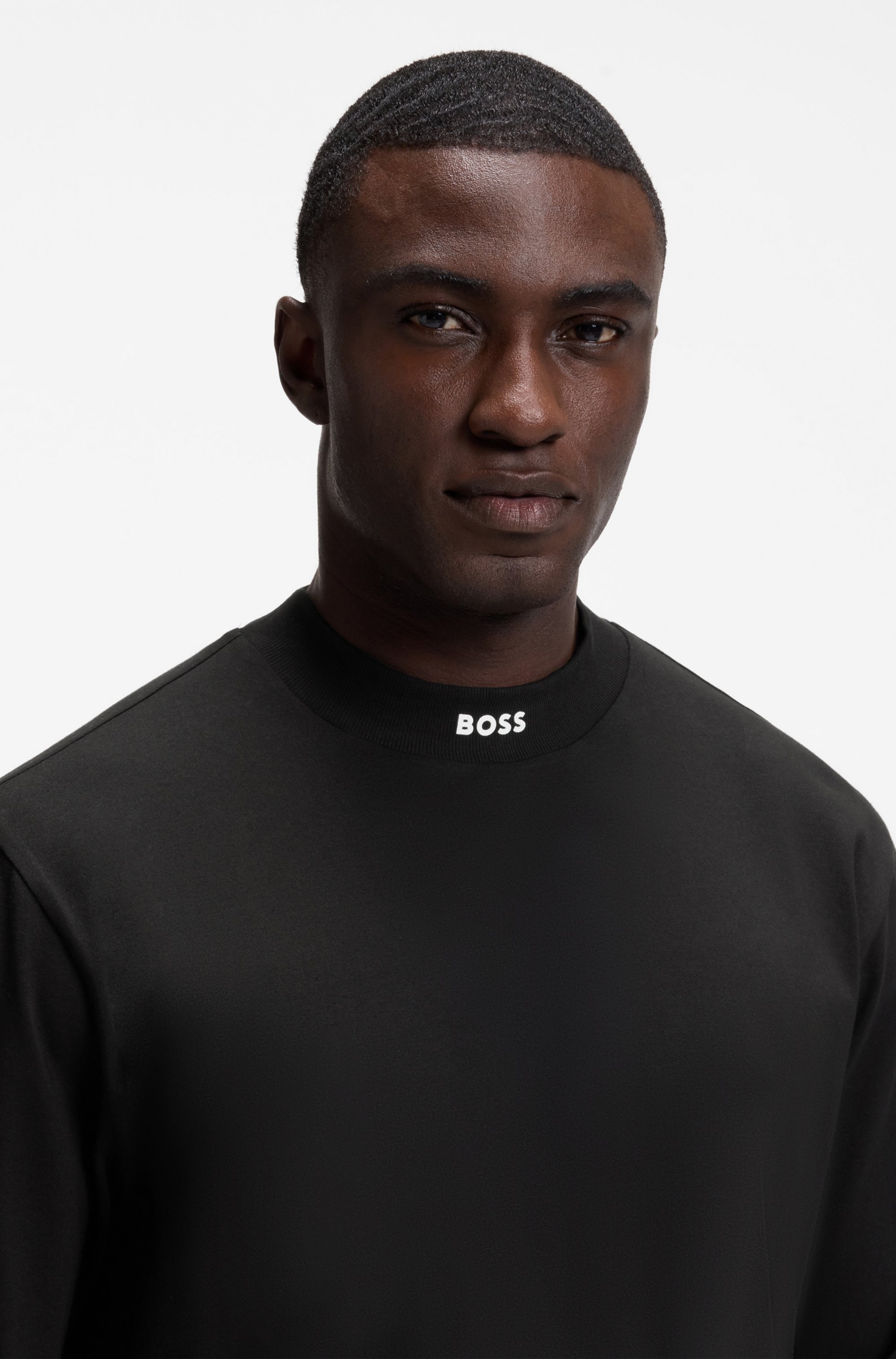BOSS GREEN Langarmshirt Stretch Jersey Baumwolle, Relaxed Fit, Rundhalsausschnitt