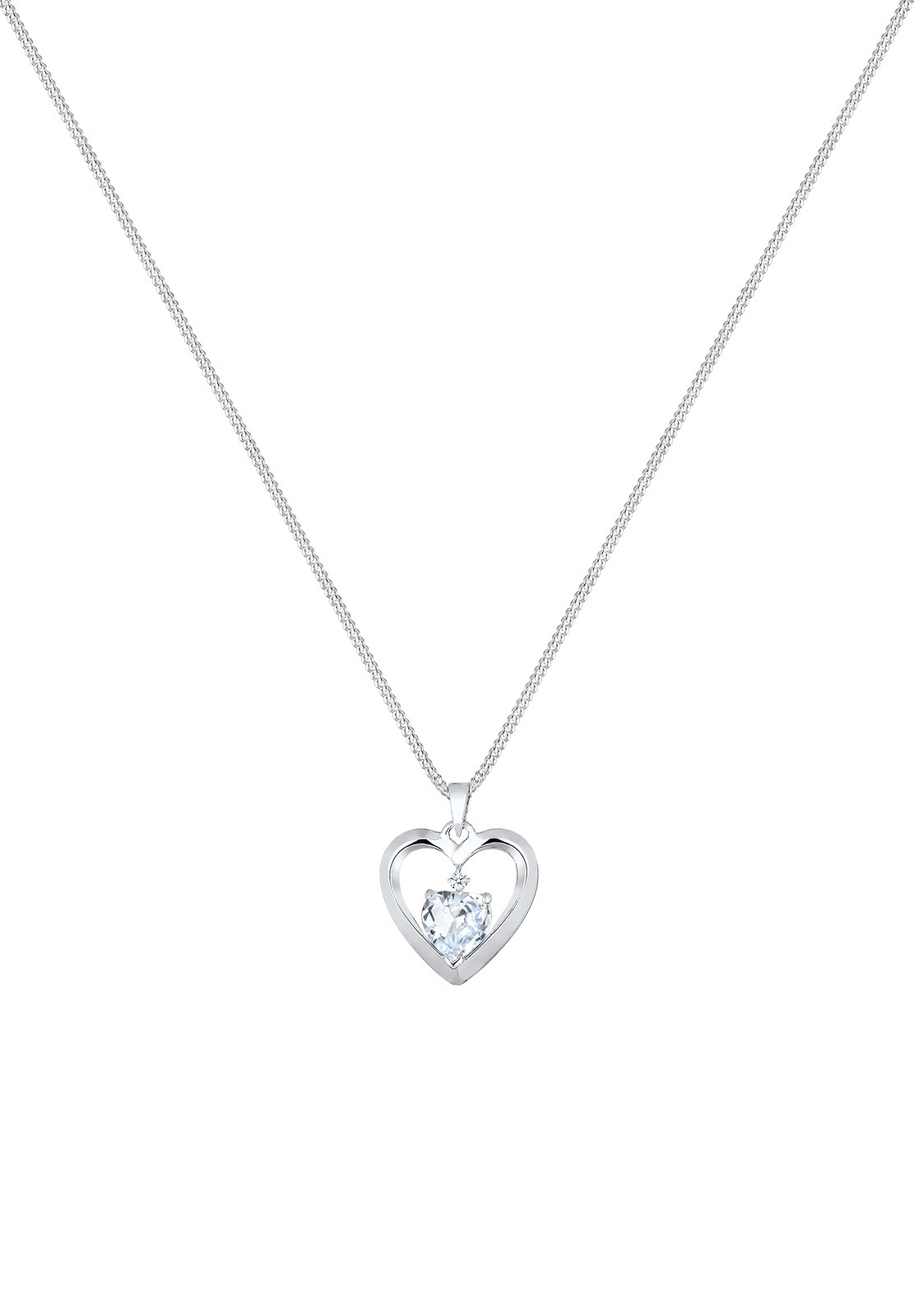Elli DIAMONDS Silberkette »Halskette Herz Diamant Weiß Brillantschliff (0.015 ct) 925 Sterling Silber«