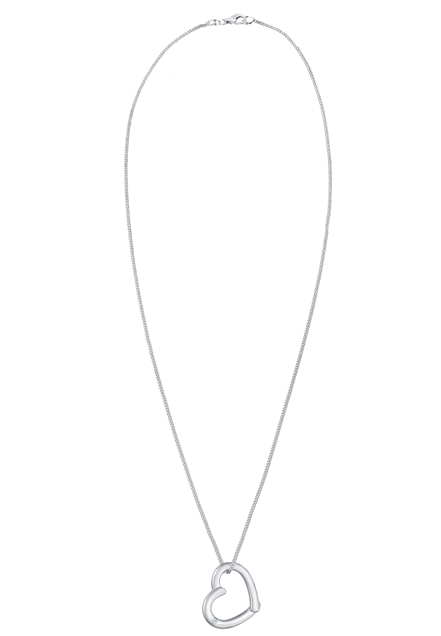 Elli DIAMONDS Silberkette »Halskette Herz Anhänger mit Diamant (0.02 ct.) 925 Silber«