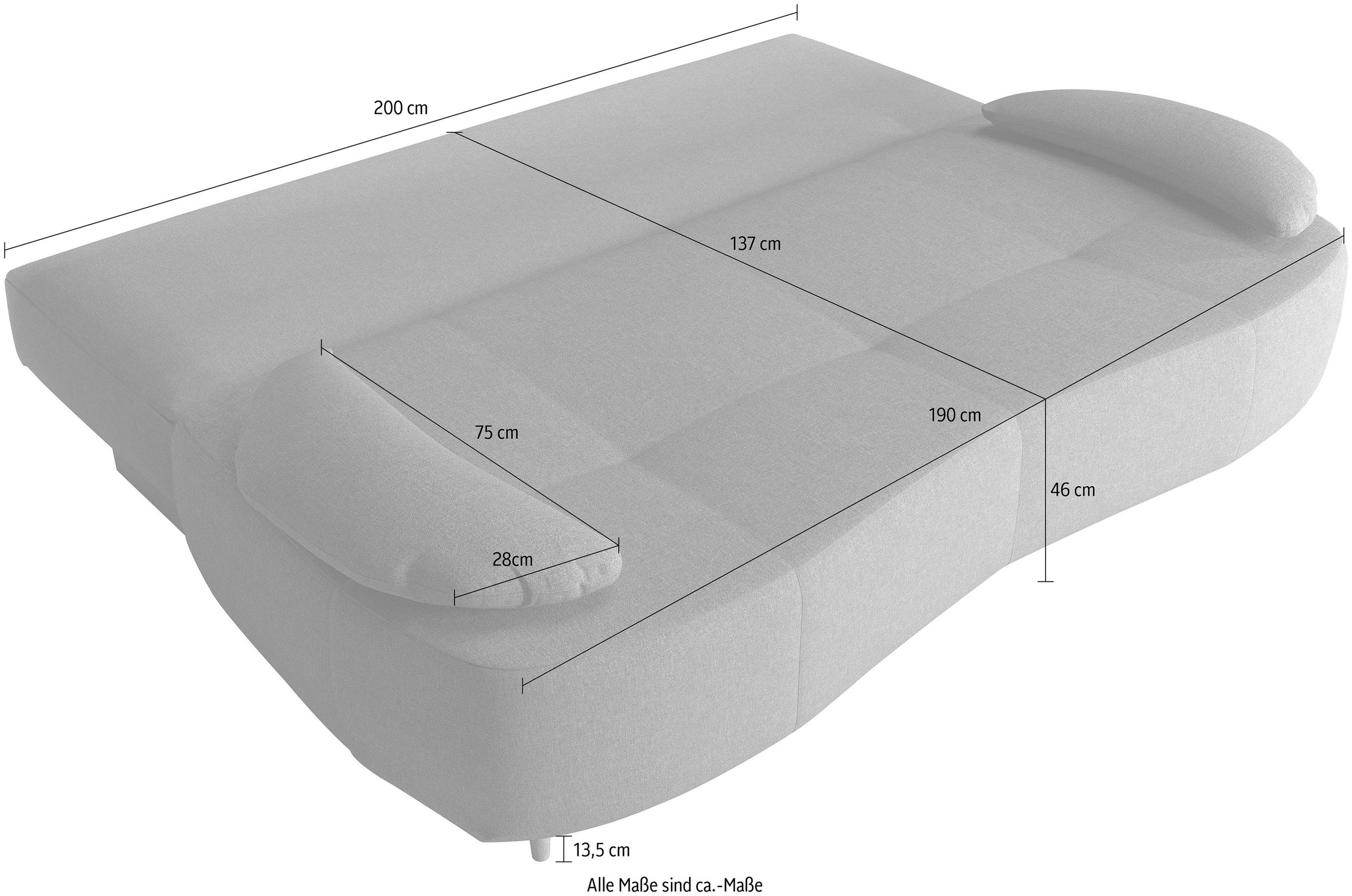 Home affaire Schlafsofa »Alina«, mit Bettfunktion und Bettkasten, Federkern, losen Kissen